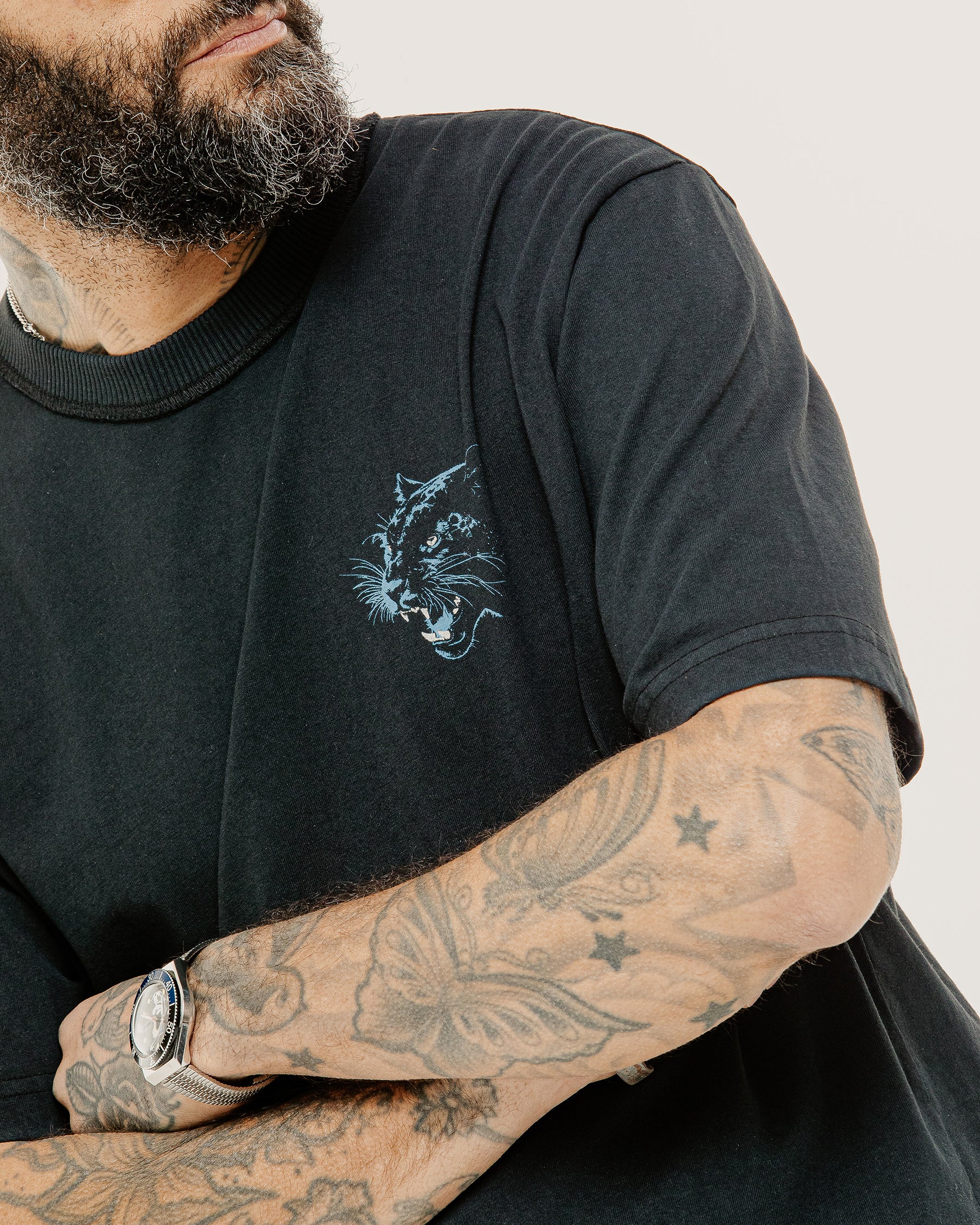 Panther Sports Boxy T-Shirt - Heavy Washed Black