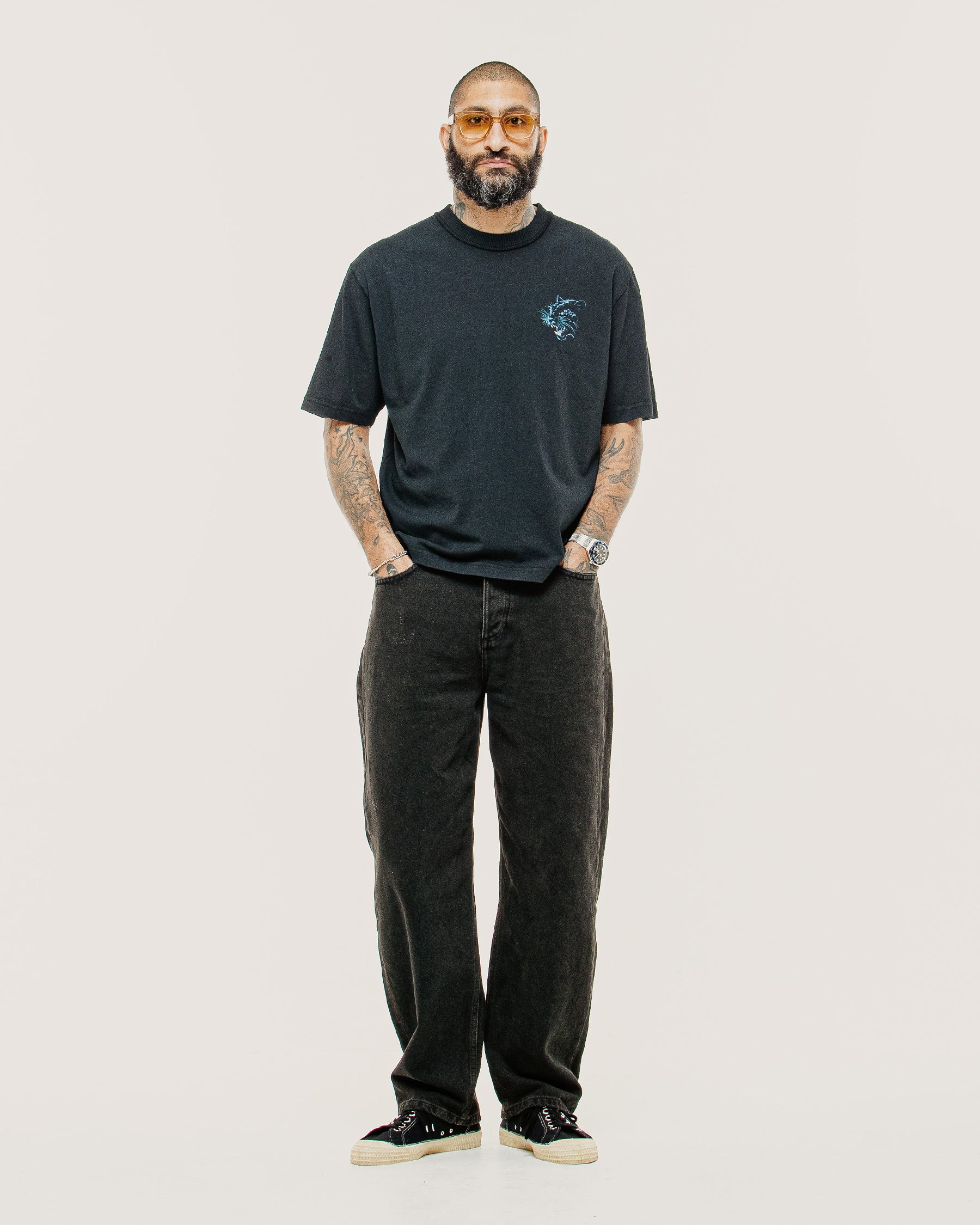 Panther Sports Boxy T-Shirt - Heavy Washed Black