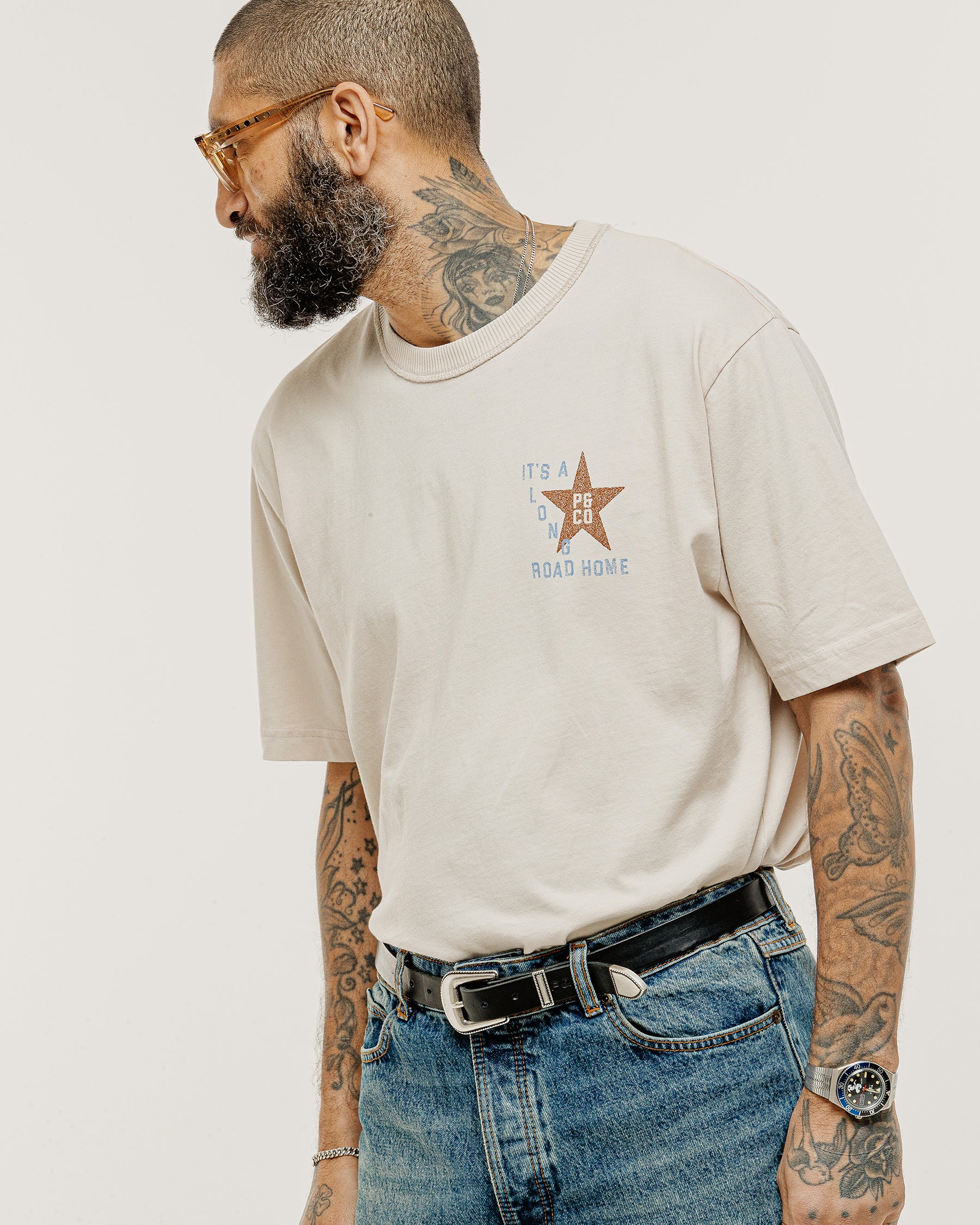 Long Road Boxy T-Shirt - Bone