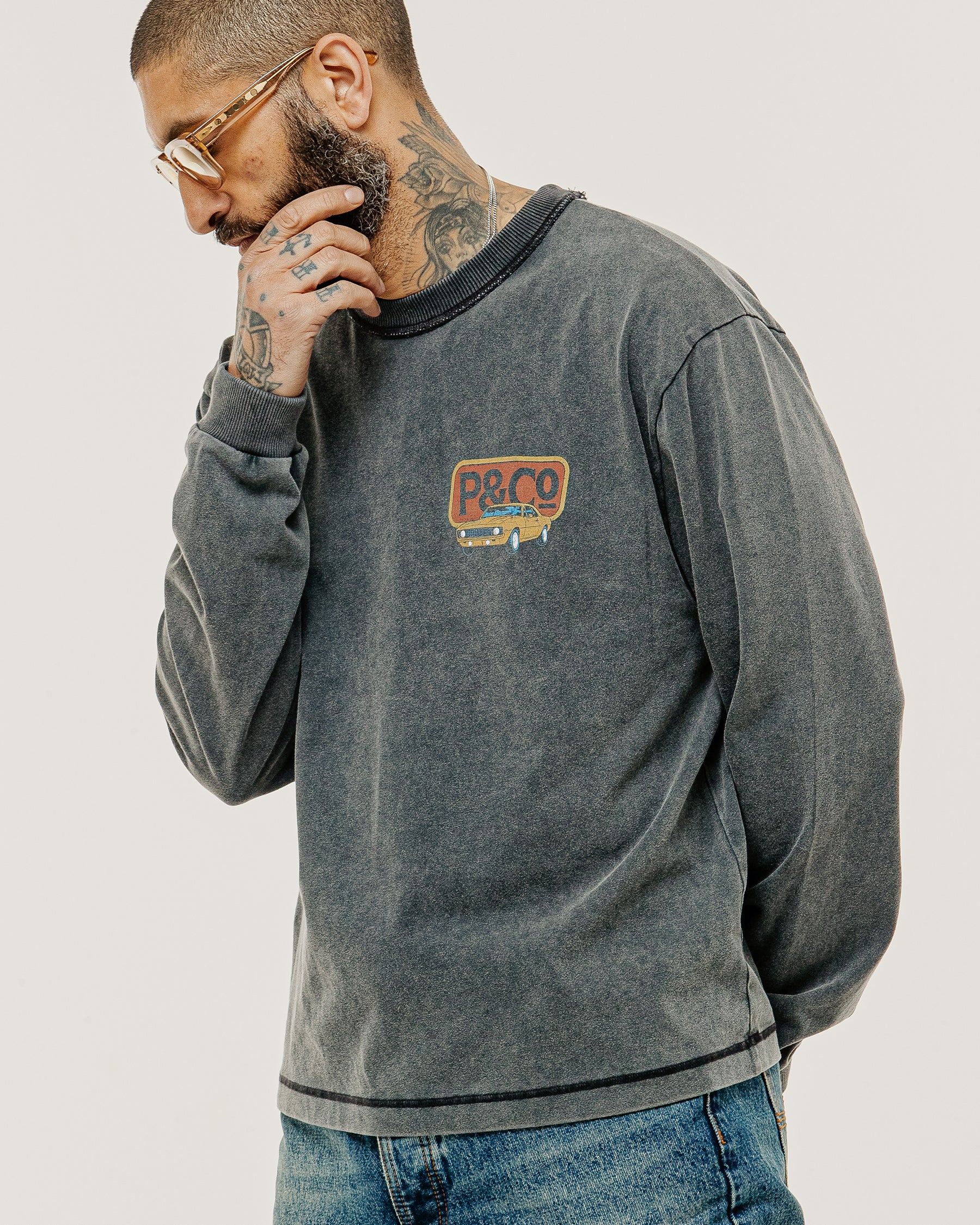 Getaway Boxy Longsleeve T-Shirt - Acid Wash