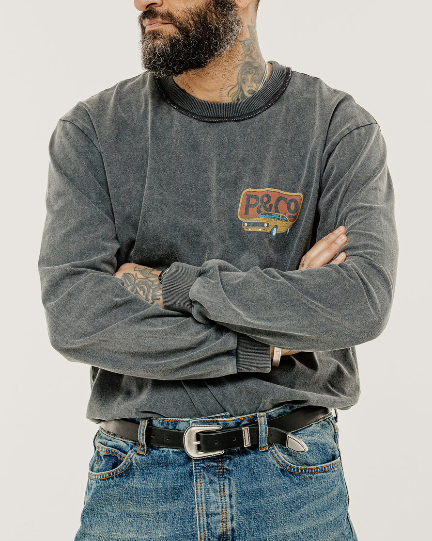 Getaway Boxy Longsleeve T-Shirt - Acid Wash