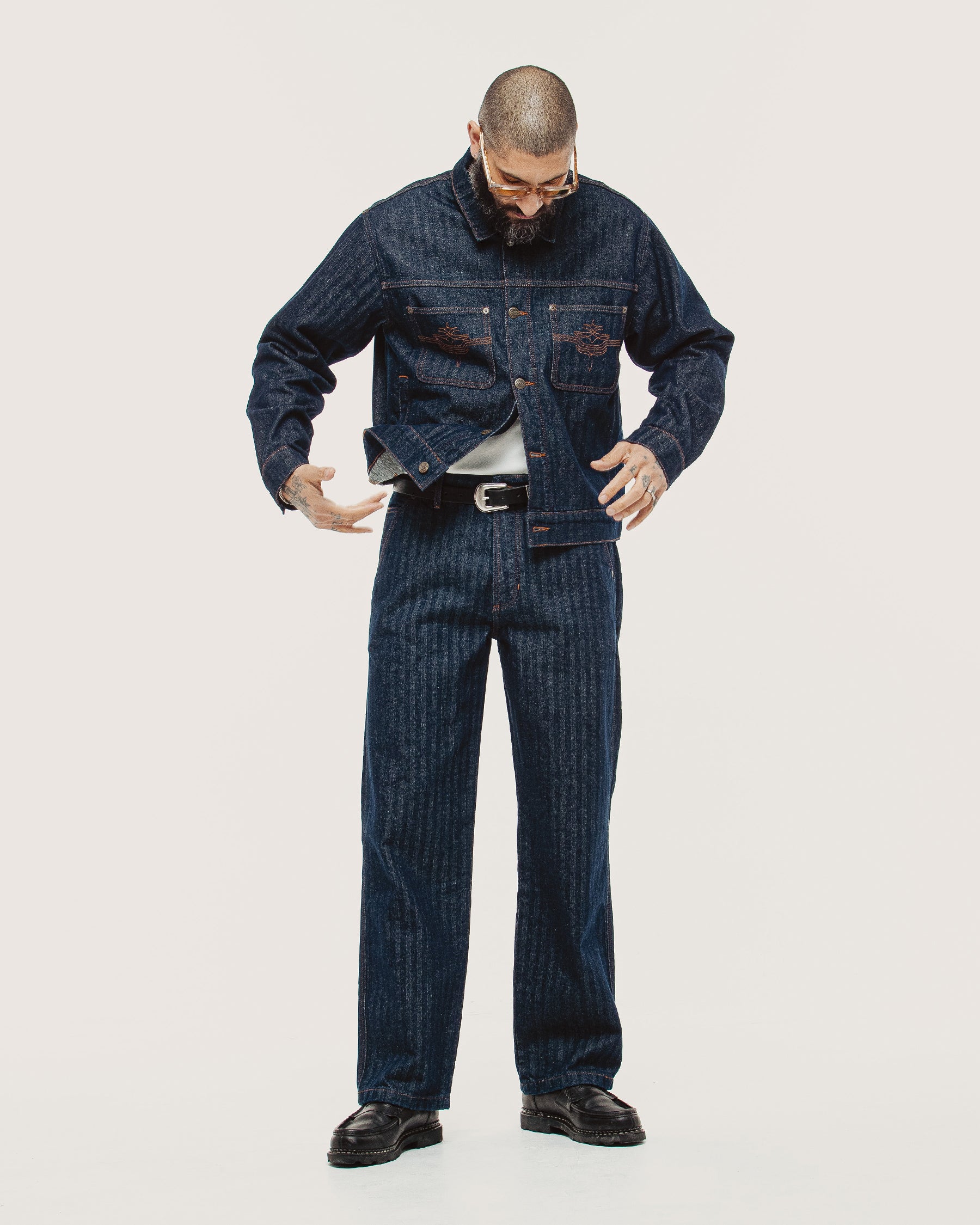 Holloway Herringbone Jeans - Washed Indigo