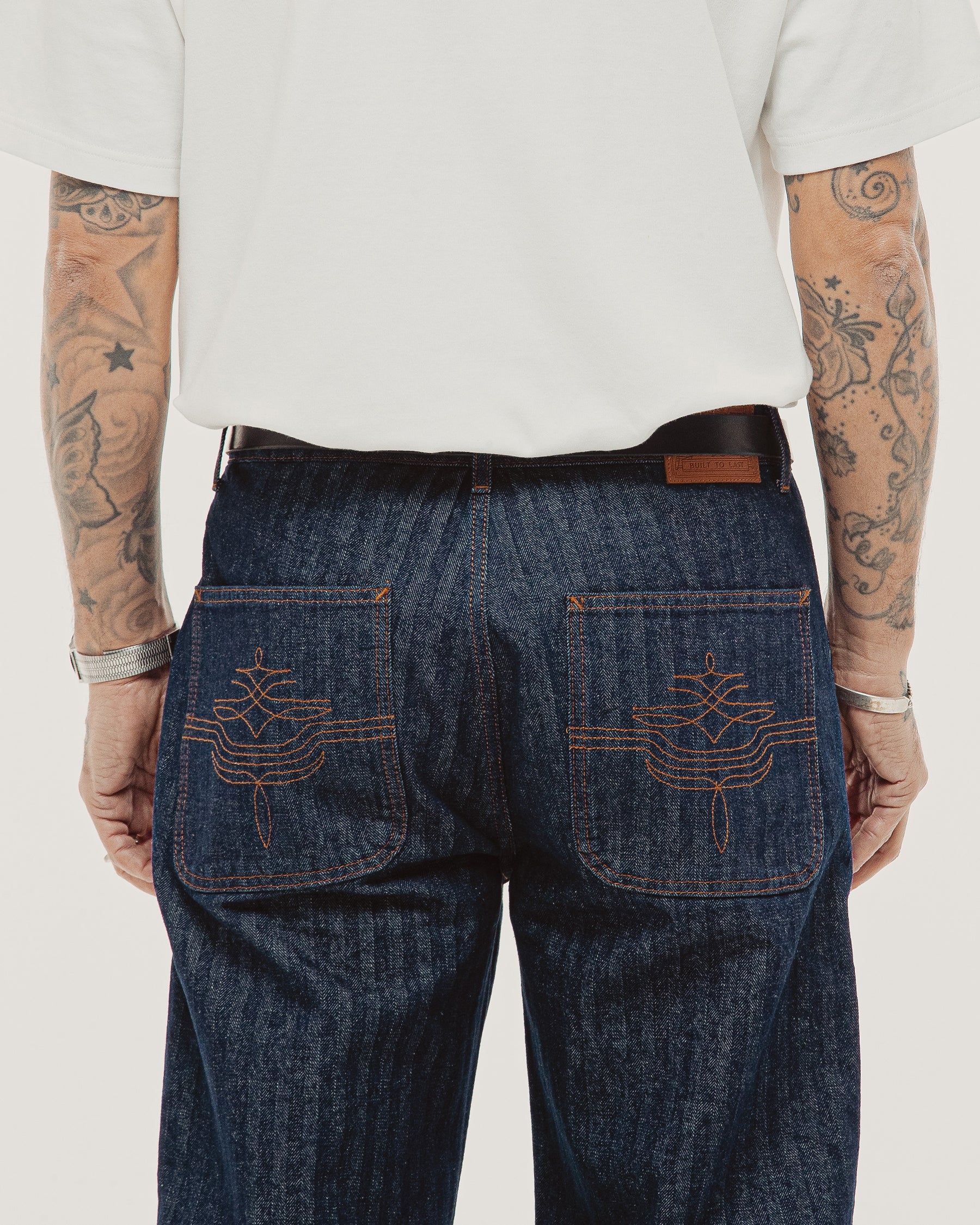 Holloway Herringbone Jeans - Washed Indigo