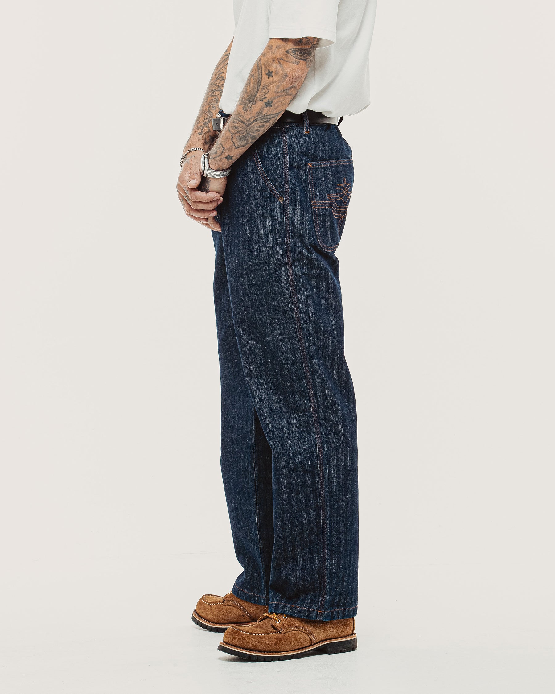 Holloway Herringbone Jeans - Washed Indigo