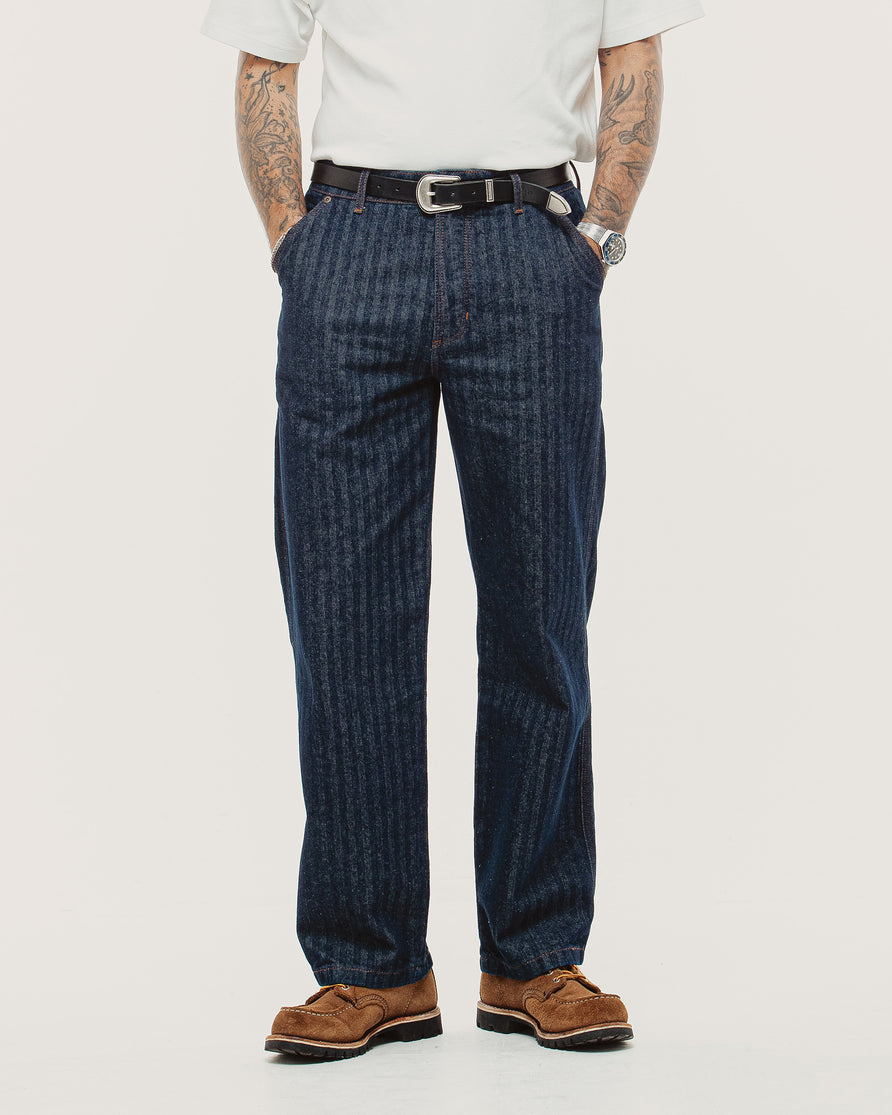Holloway Herringbone Jeans - Washed Indigo