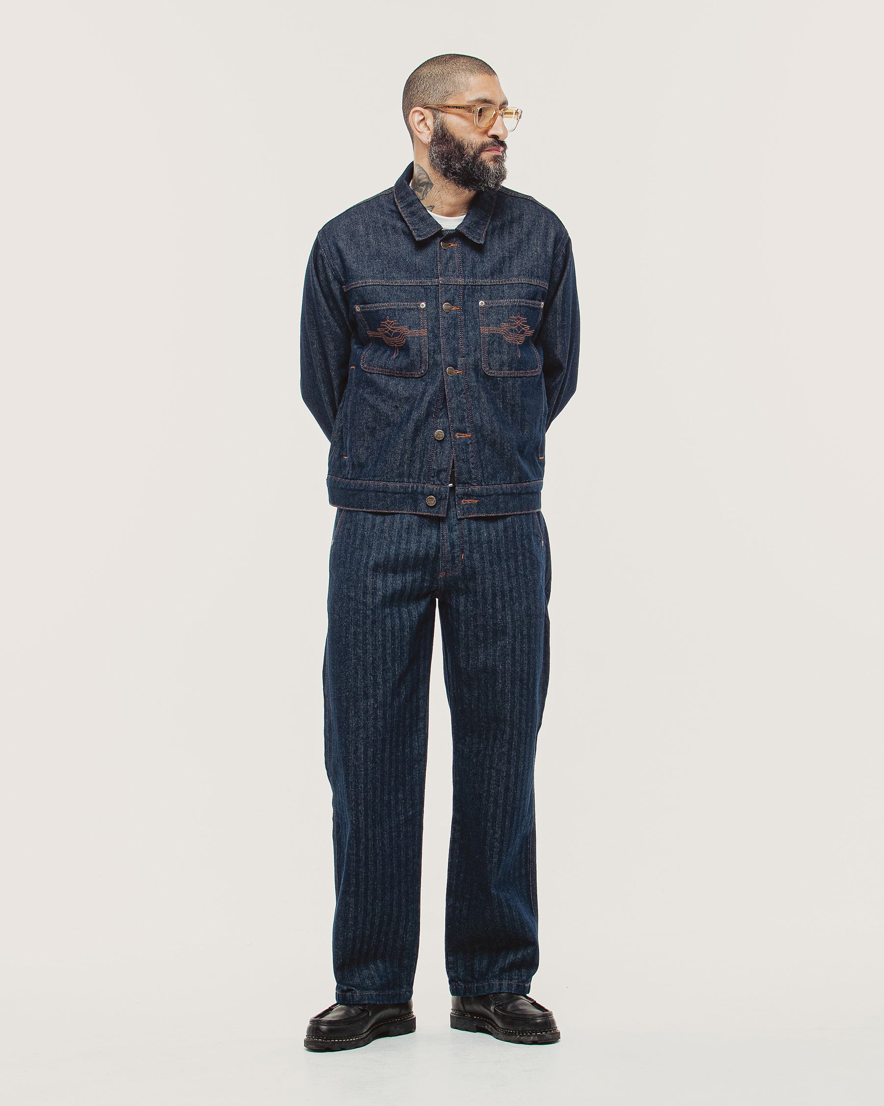 Holloway Herringbone Jeans - Washed Indigo