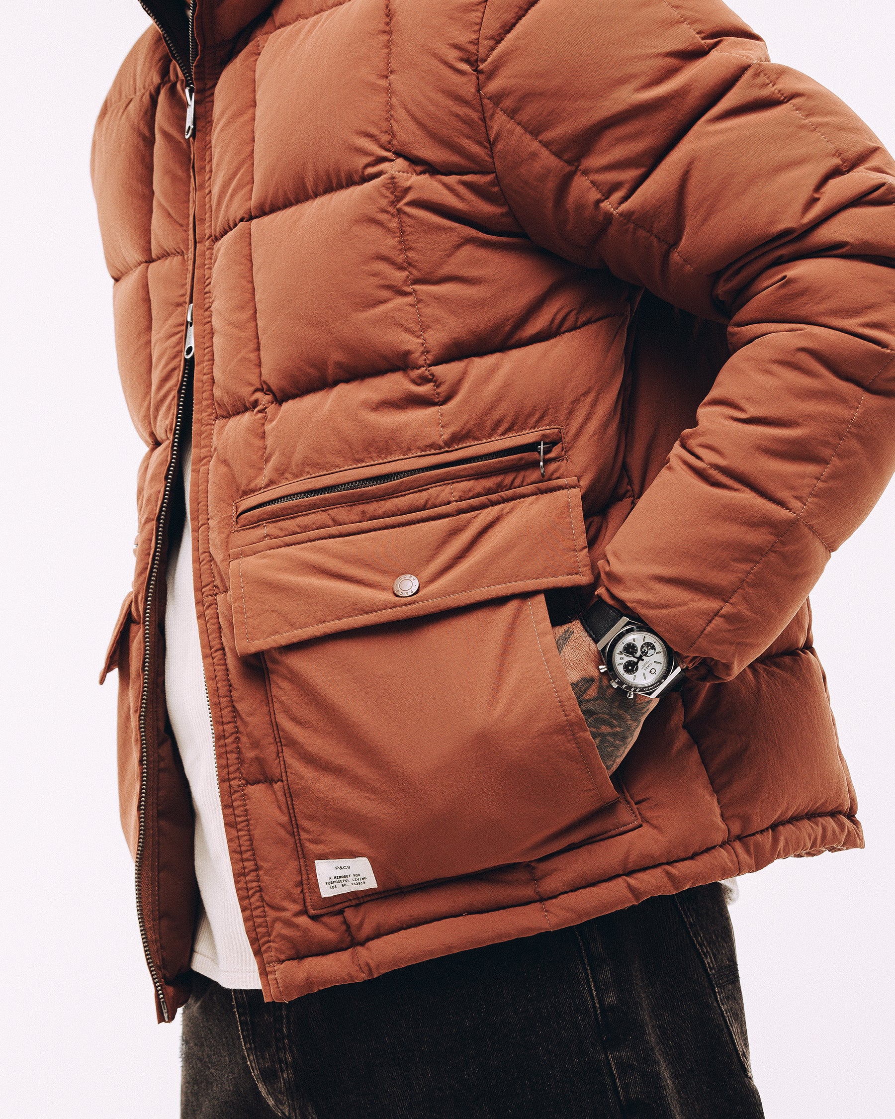Powell Quilted Puffer Jacket - Rust