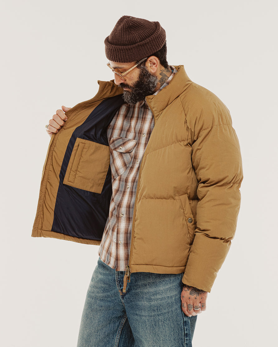 Ridge Quilted Puffer Jacket - Tan