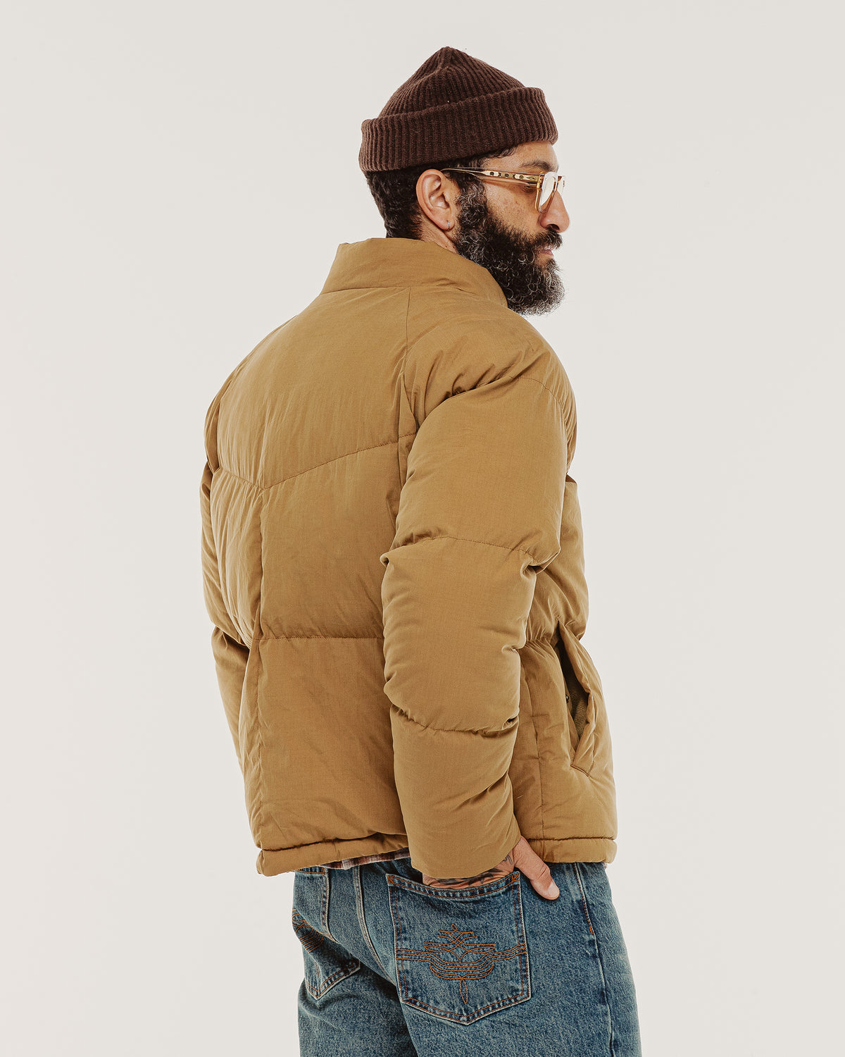 Ridge Quilted Puffer Jacket - Tan
