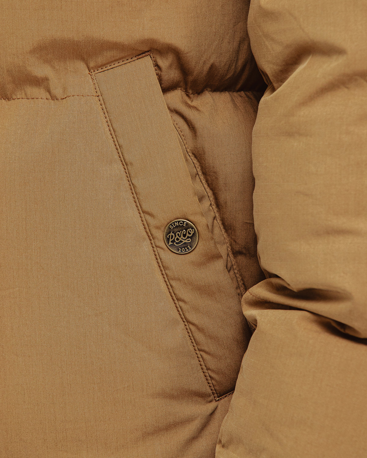Ridge Quilted Puffer Jacket - Tan