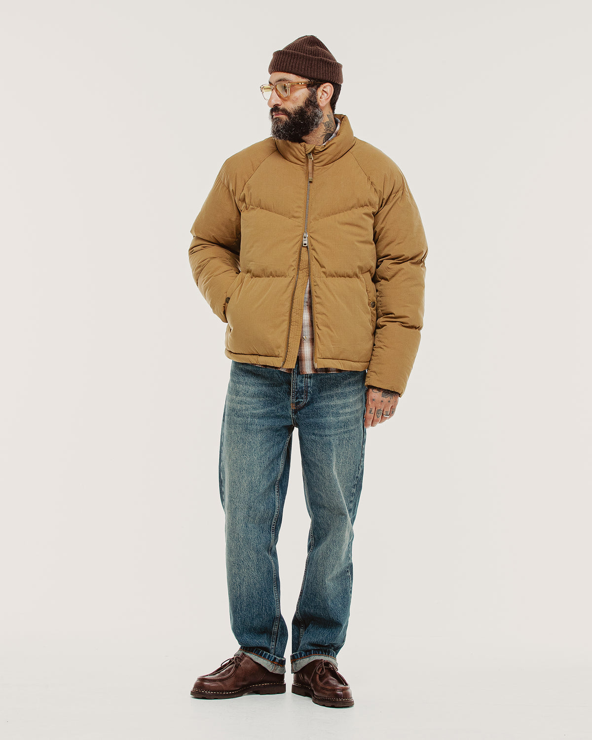 Ridge Quilted Puffer Jacket - Tan