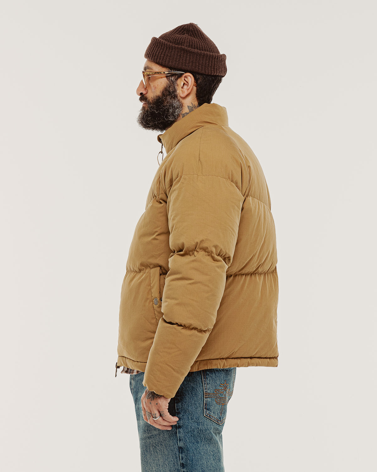 Ridge Quilted Puffer Jacket - Tan