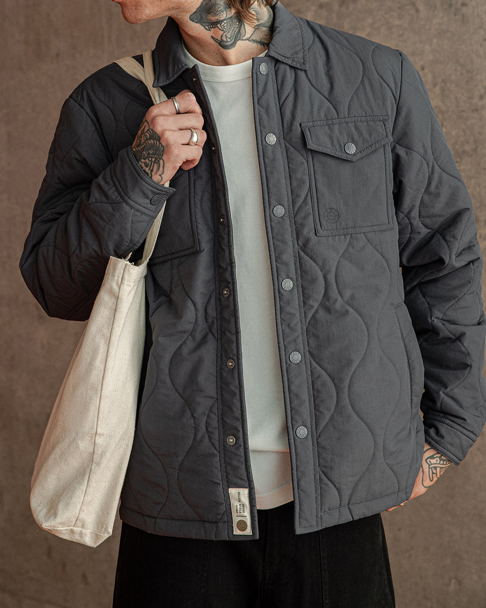 Regent Quilted Overshirt - Charcoal