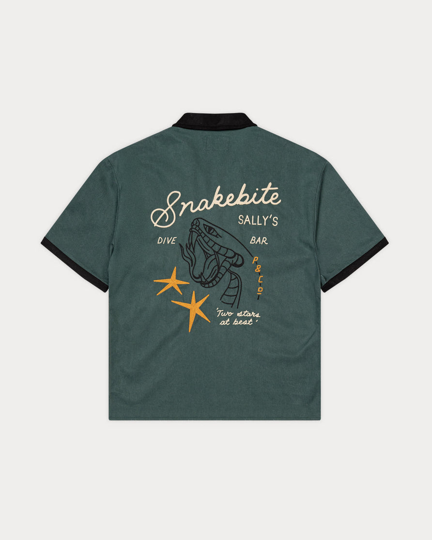 Snakebite Sally's Bowling Shirt - Petrol Green