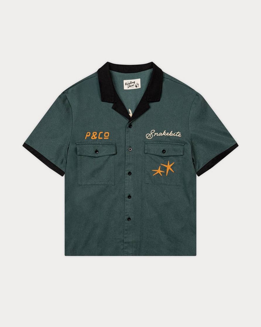 Snakebite Sally's Bowling Shirt - Petrol Green