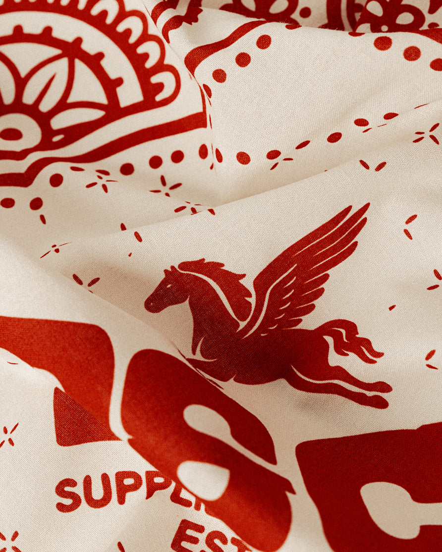 P&Co Paisley Bandana - Ecru & Red 