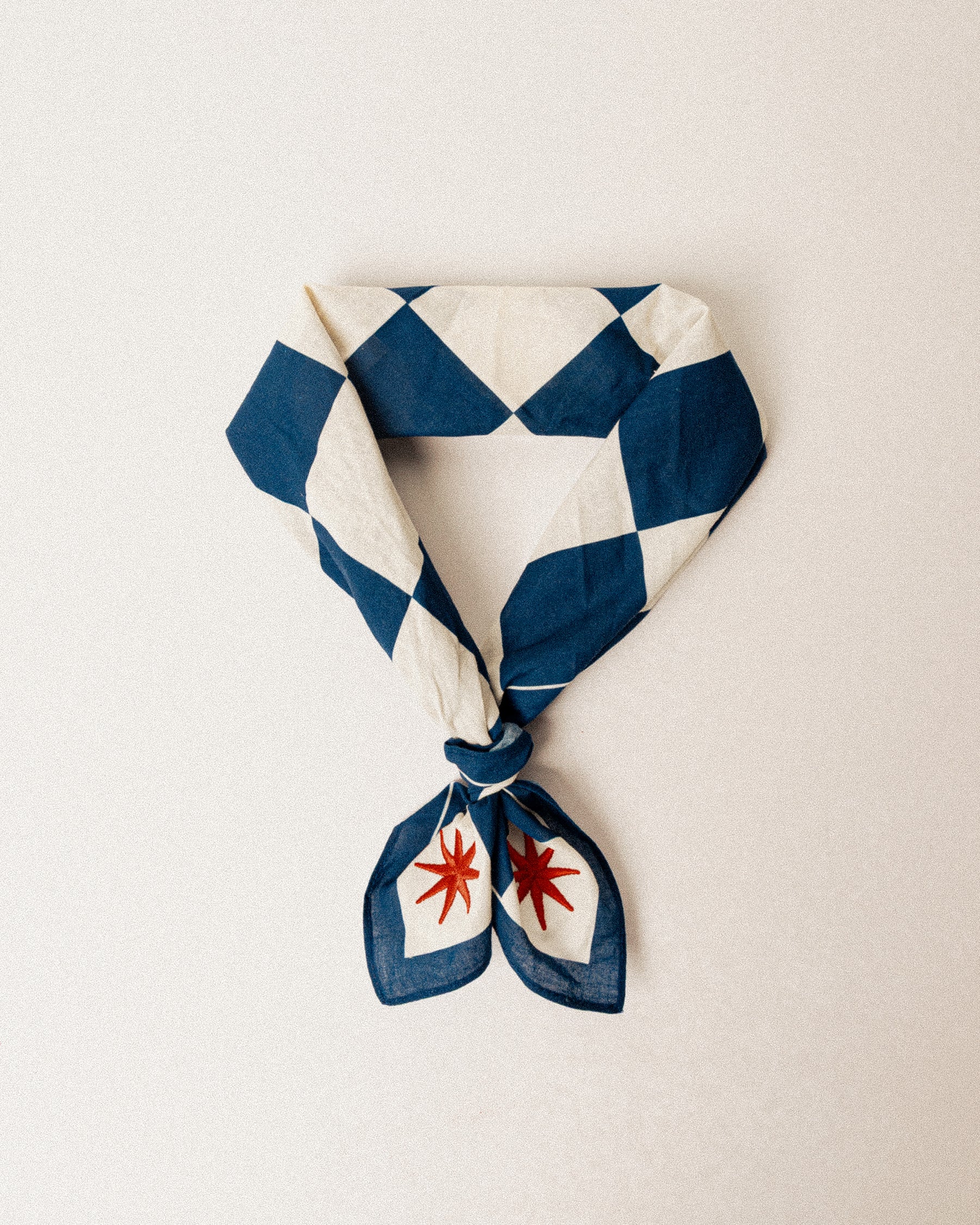 P&Co Checkerboard Bandana - Navy & Ecru