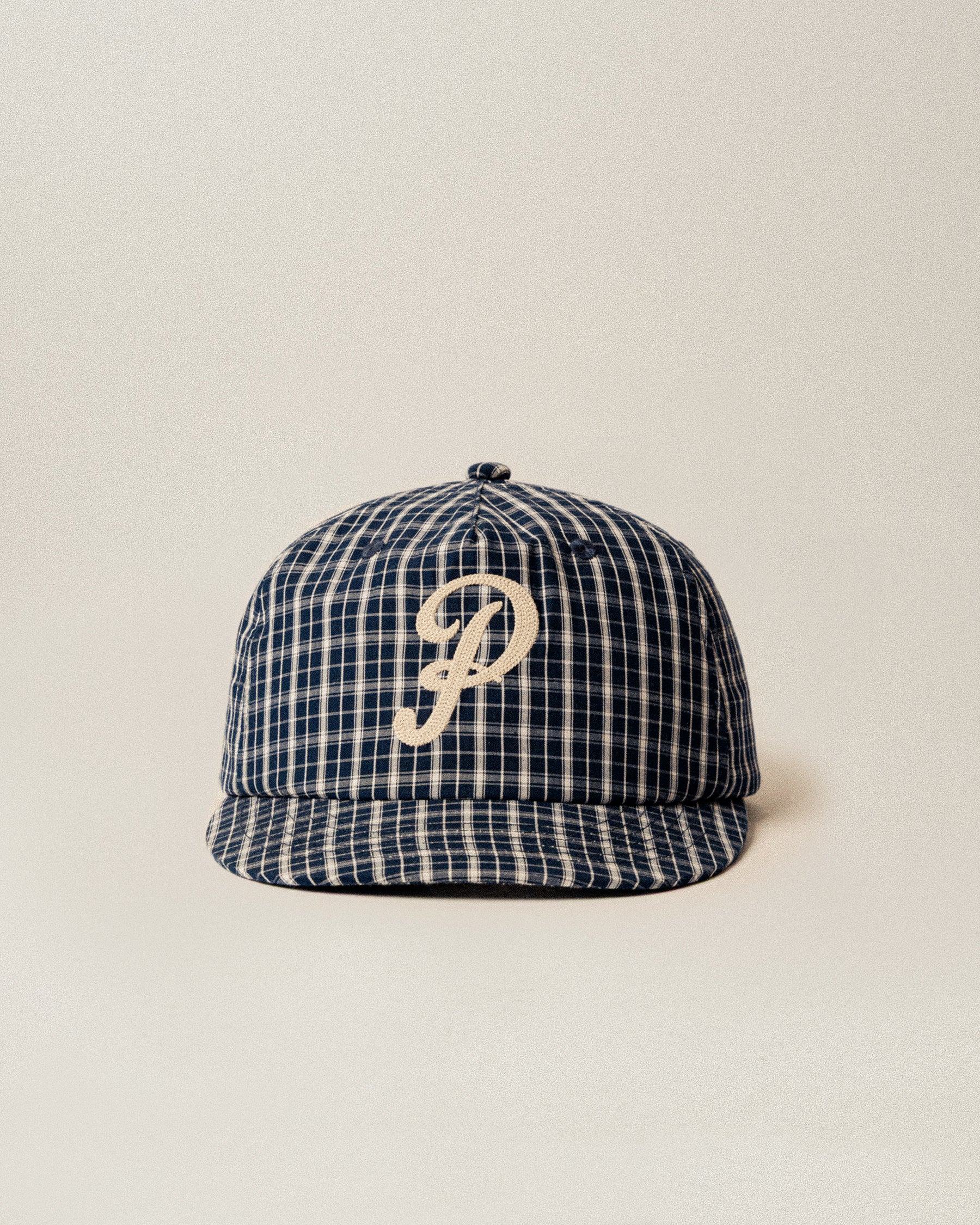 Script 5 Panel Cap - Navy Plaid