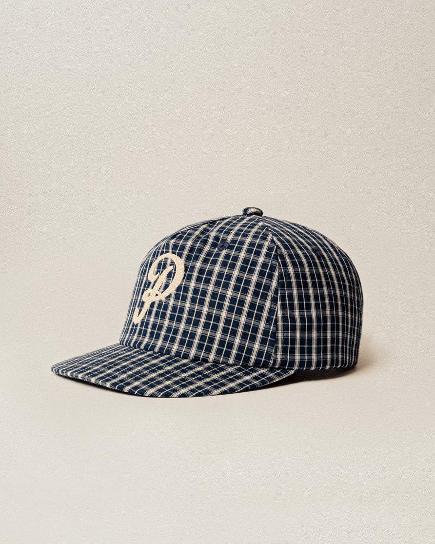 Script 5 Panel Cap - Navy Plaid
