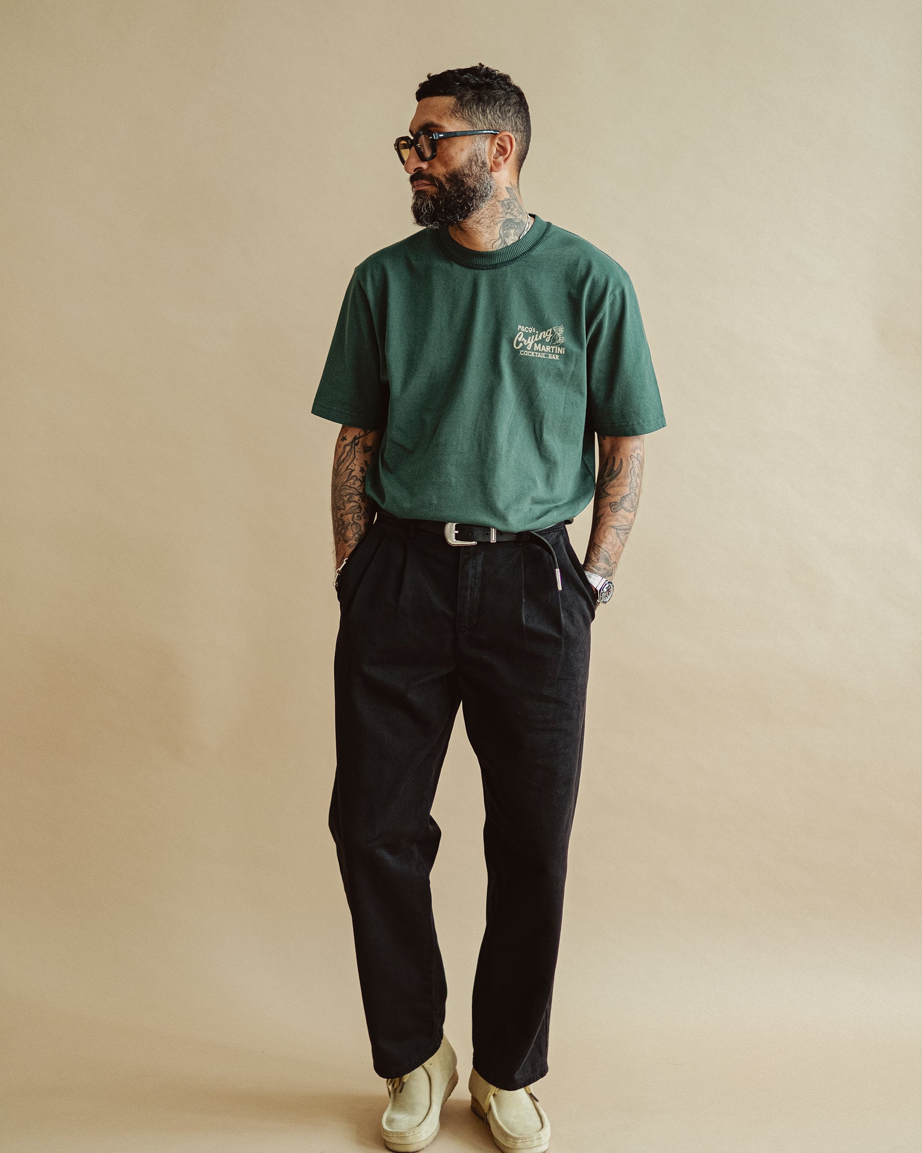 Crying Martini Boxy T-Shirt - Forest Green