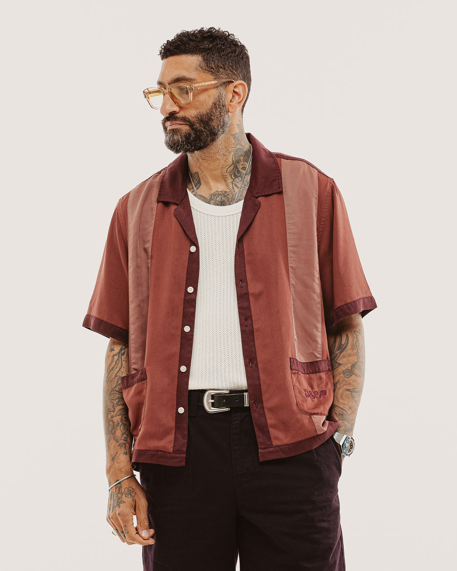 Diner Bowling Shirt - Maroon