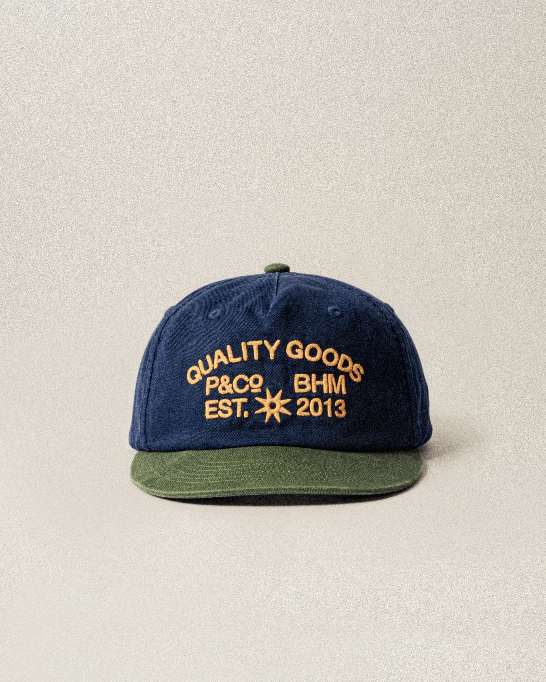 Quality Goods Twill 5 Panel Cap - Navy & Green