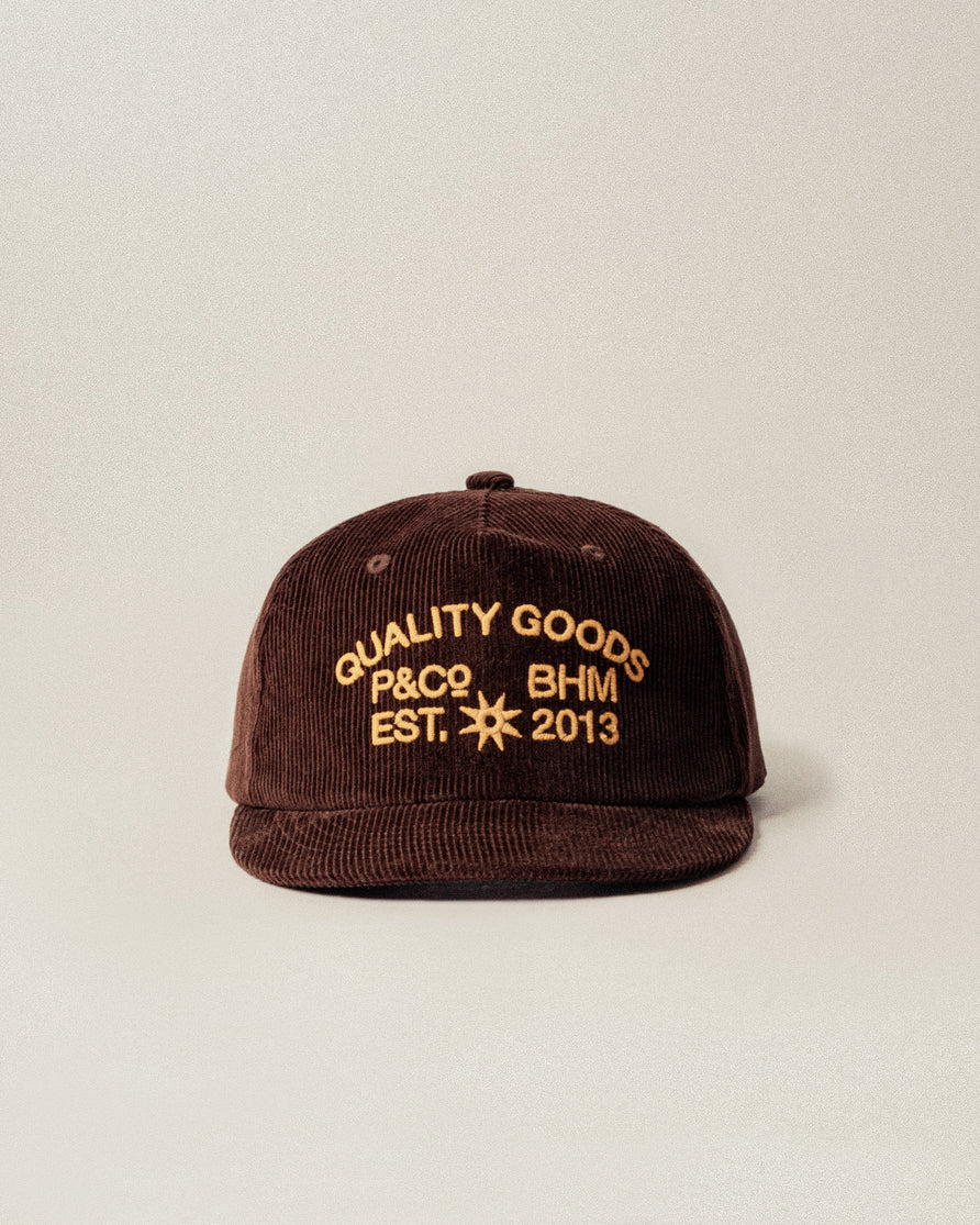 Quality Goods Cord 5 Panel Cap - Brown