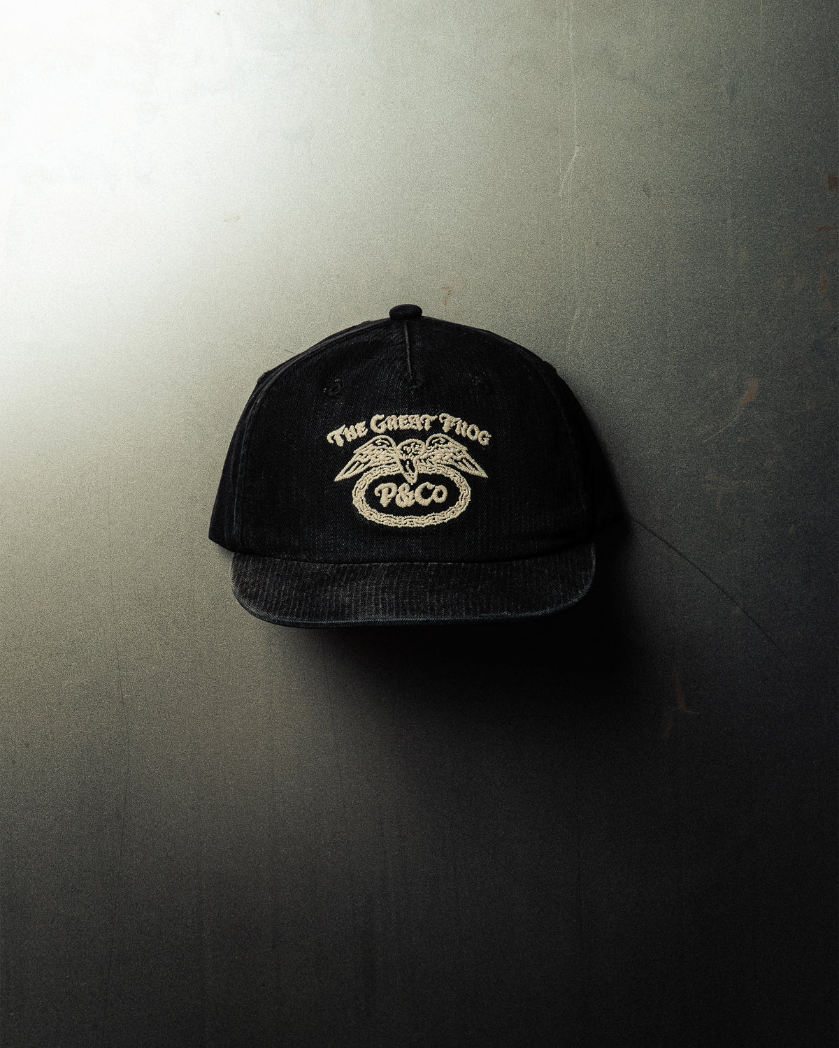 P&Co x TGF Herringbone 5 Panel Cap - Washed Black