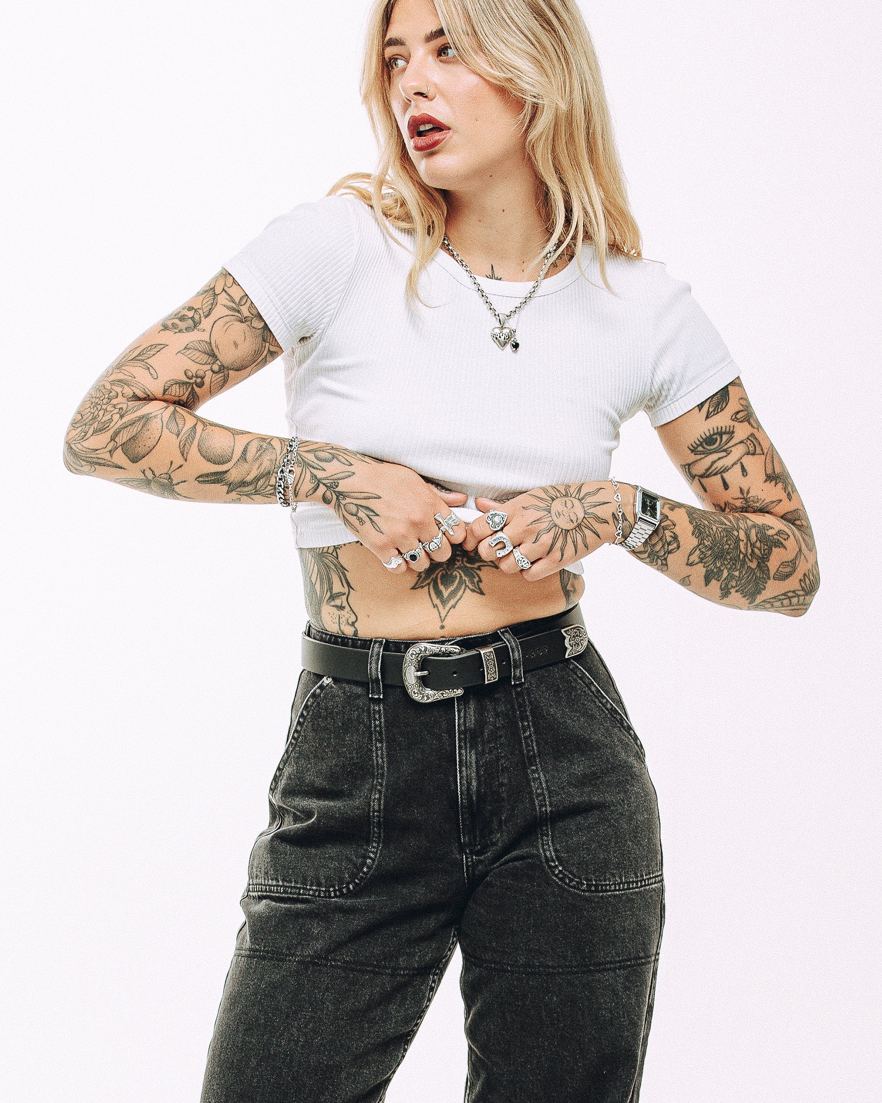 Dolly Western Leather Belt - Black