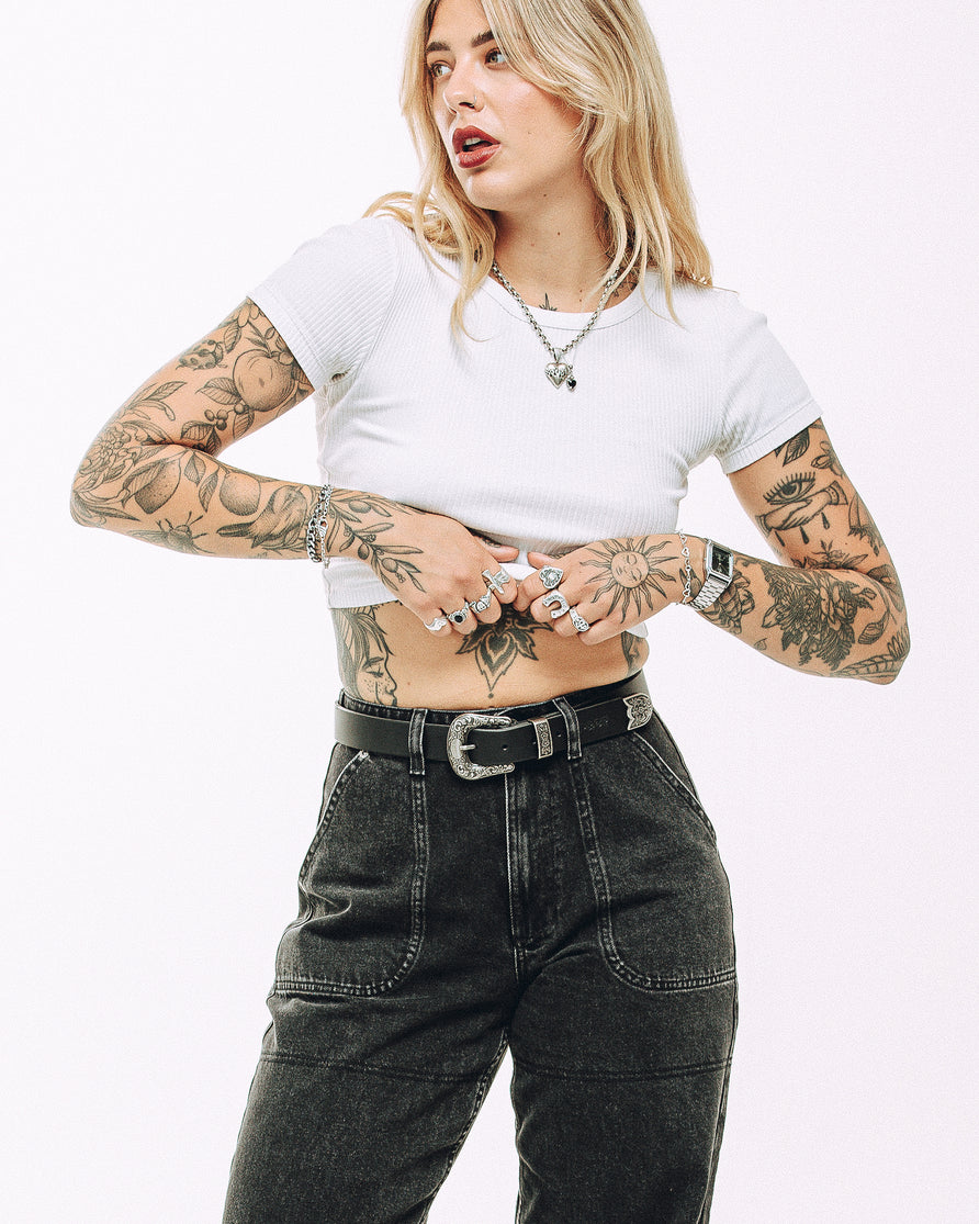 Dolly Western Leather Belt - Black