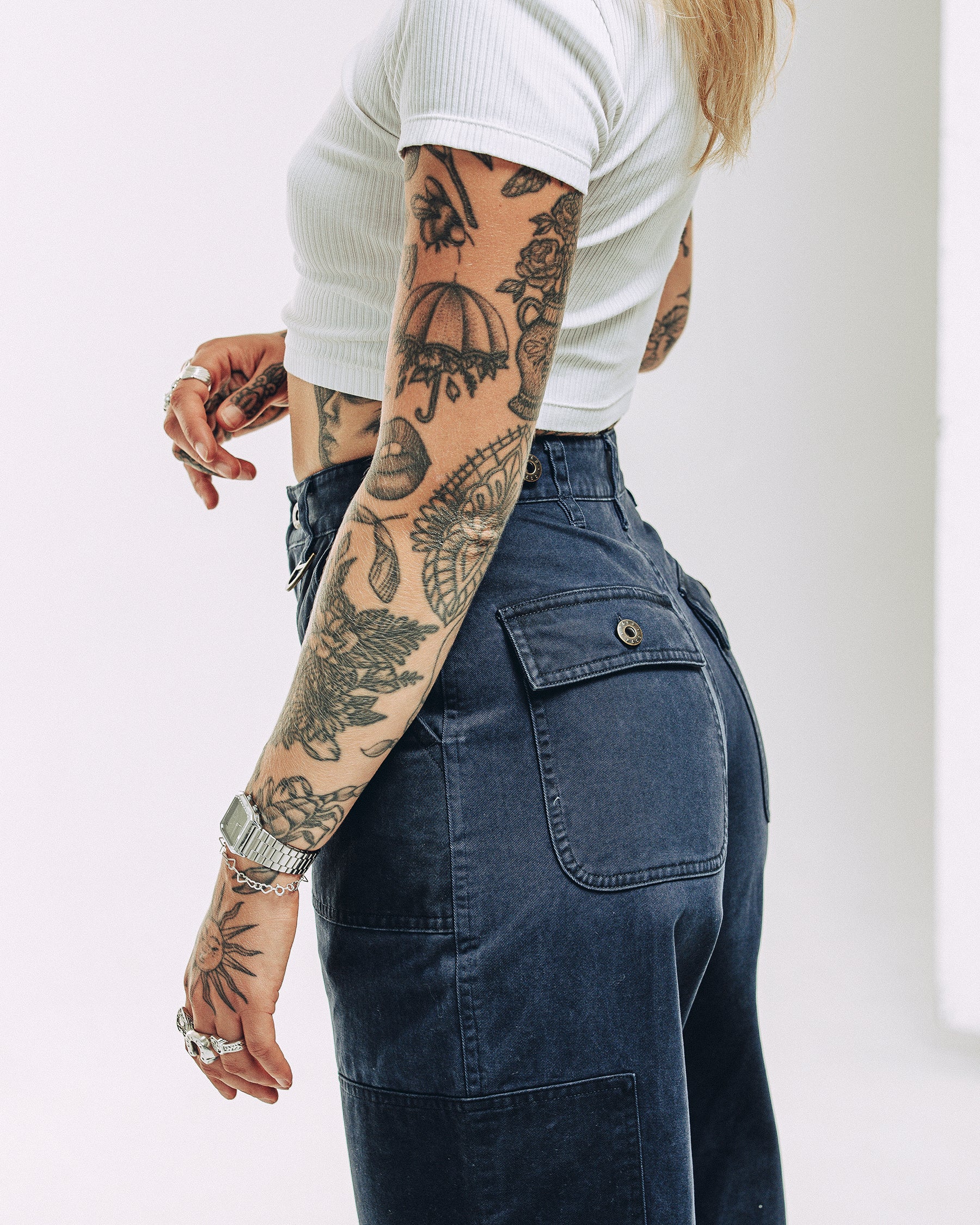 Surplus High Waisted Pants - Navy