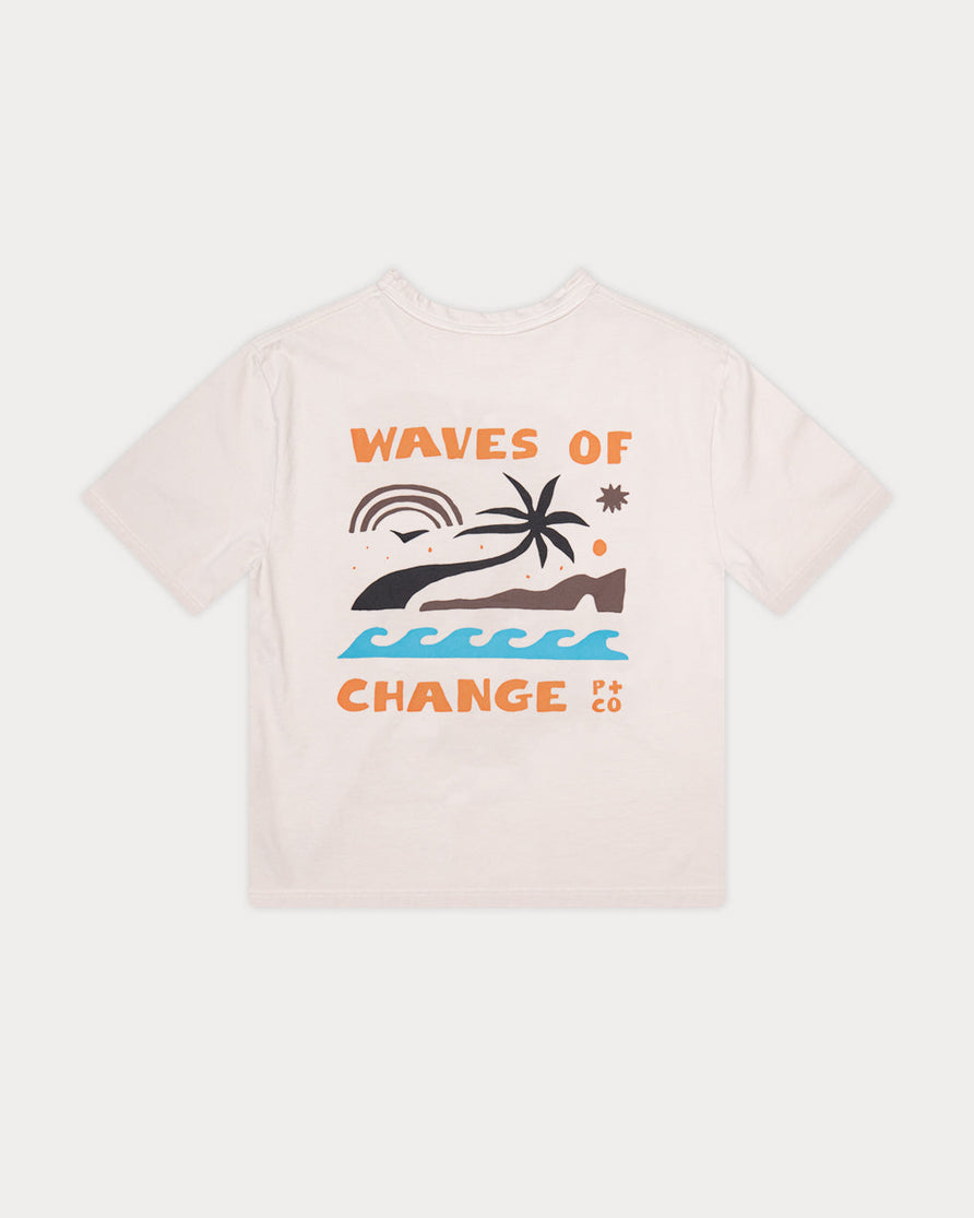 Waves Of Change Boxy T-Shirt - Bone