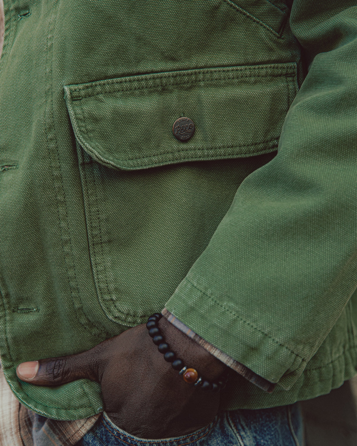 Marine Quarter Canvas Jacket - Green