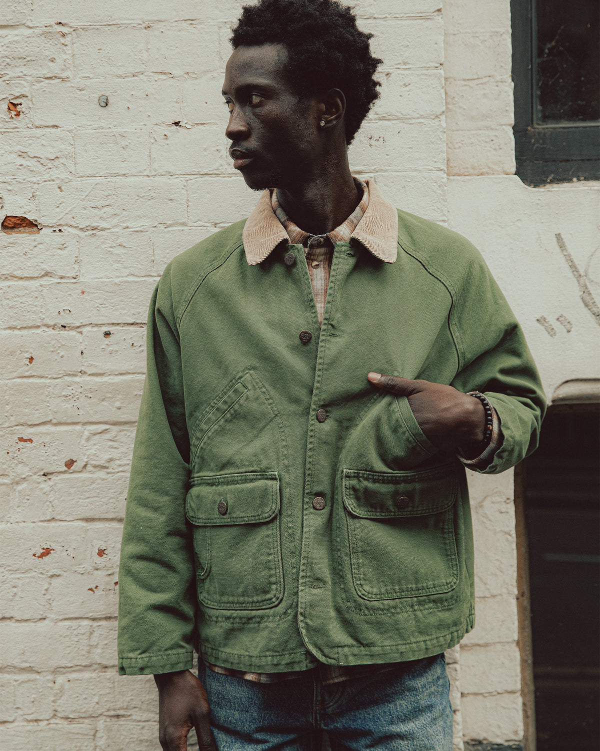Marine Quarter Canvas Jacket - Green