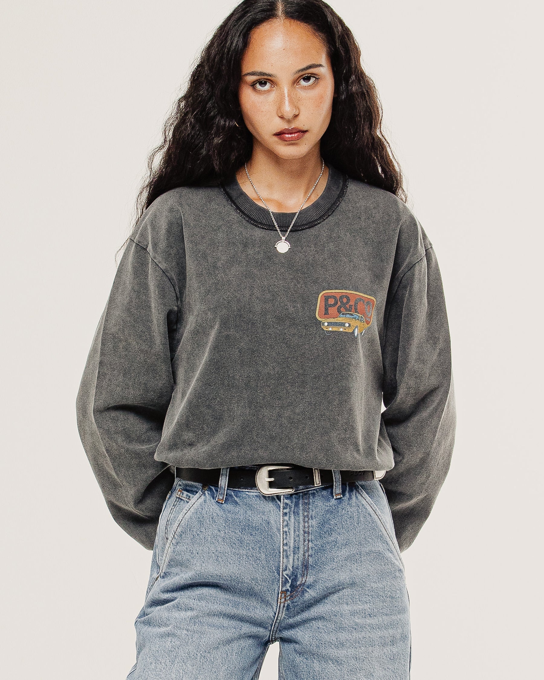 Getaway Boxy Longsleeve T-Shirt - Acid Wash
