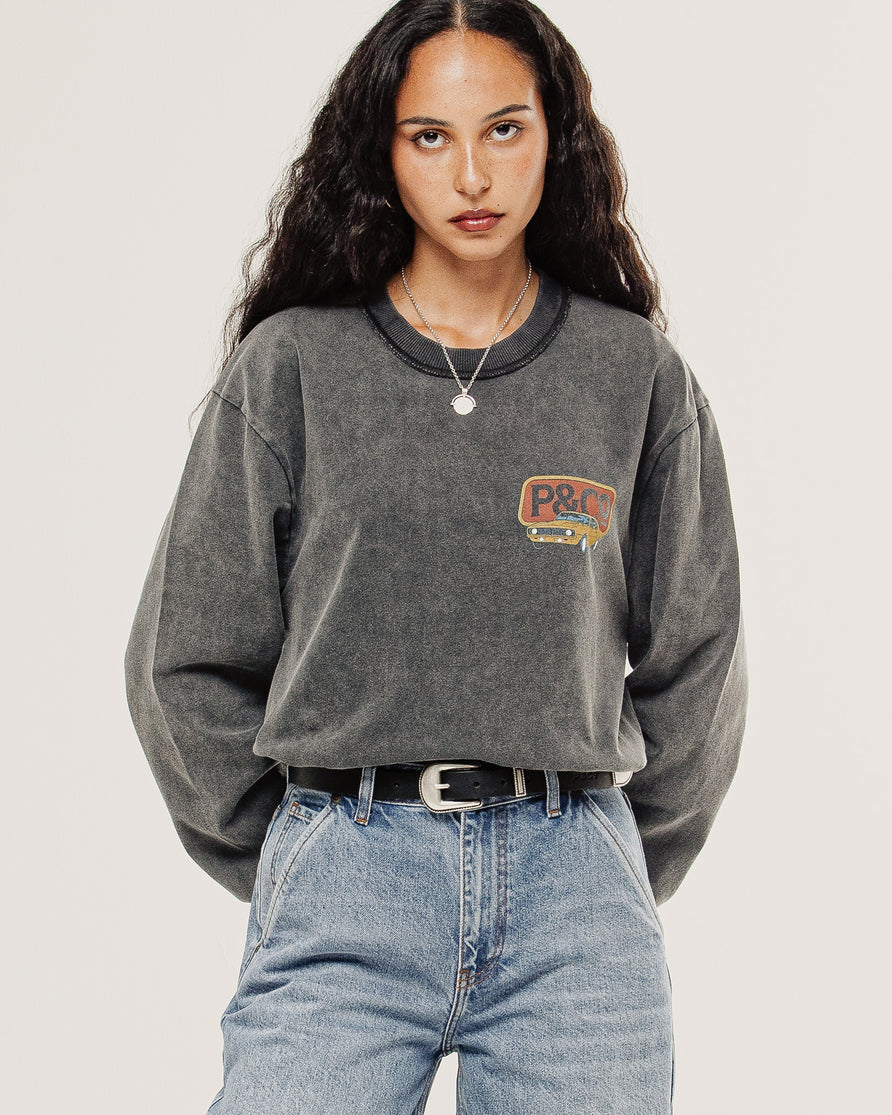 Getaway Boxy Longsleeve T-Shirt - Acid Wash