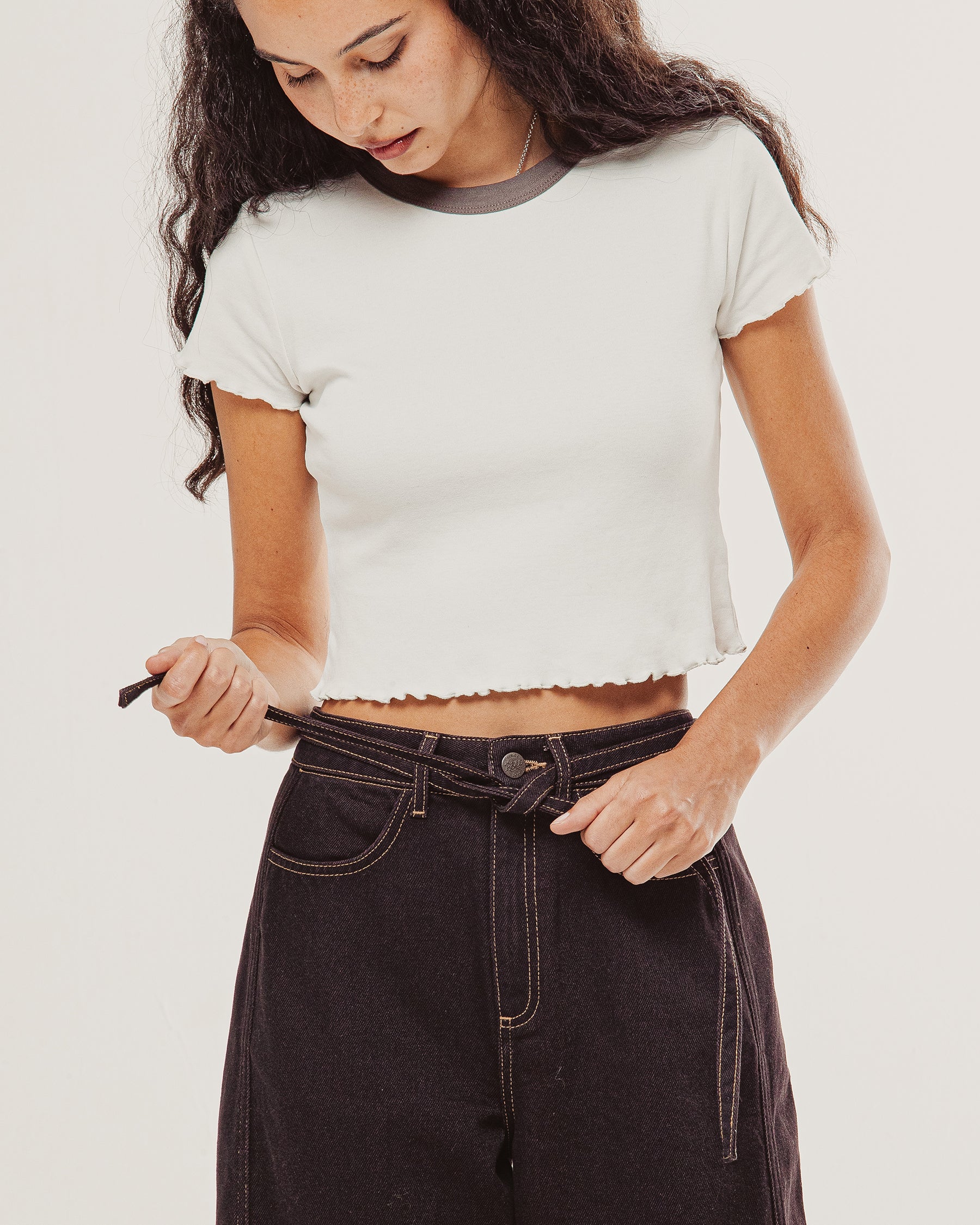 Keaton Wide Leg Denim Jean - Dark Brown