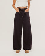 Keaton Wide Leg Denim Jean - Dark Brown