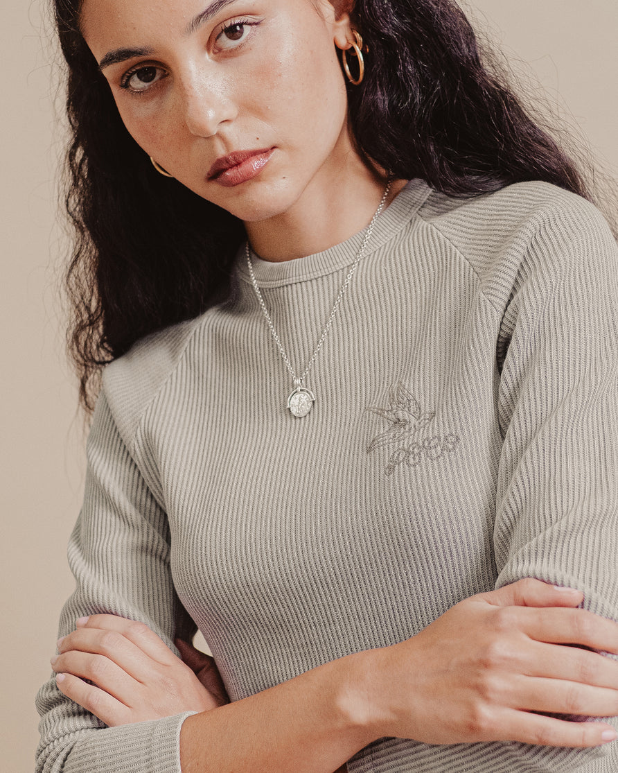 Swallow Ribbed Longsleeve Baby T-Shirt - Taupe