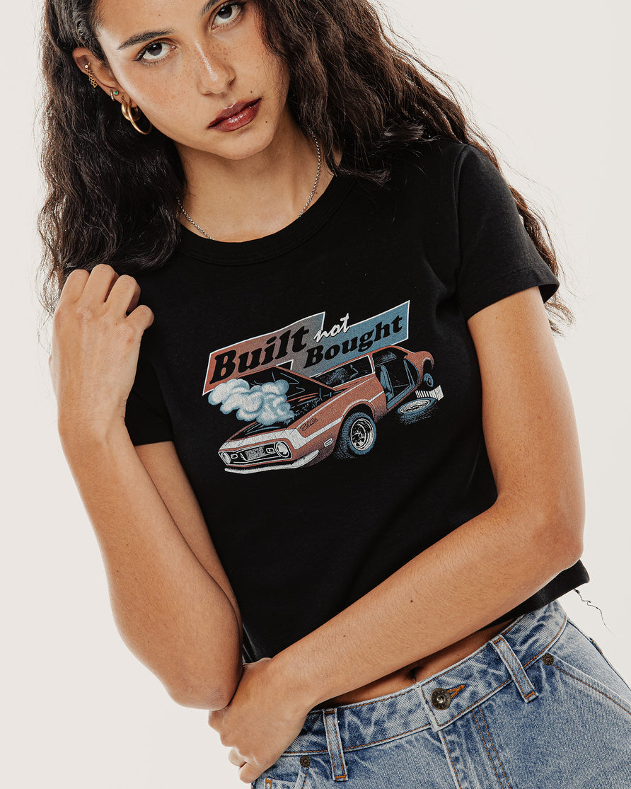 Built Not Bought Baby T-Shirt - Washed Black