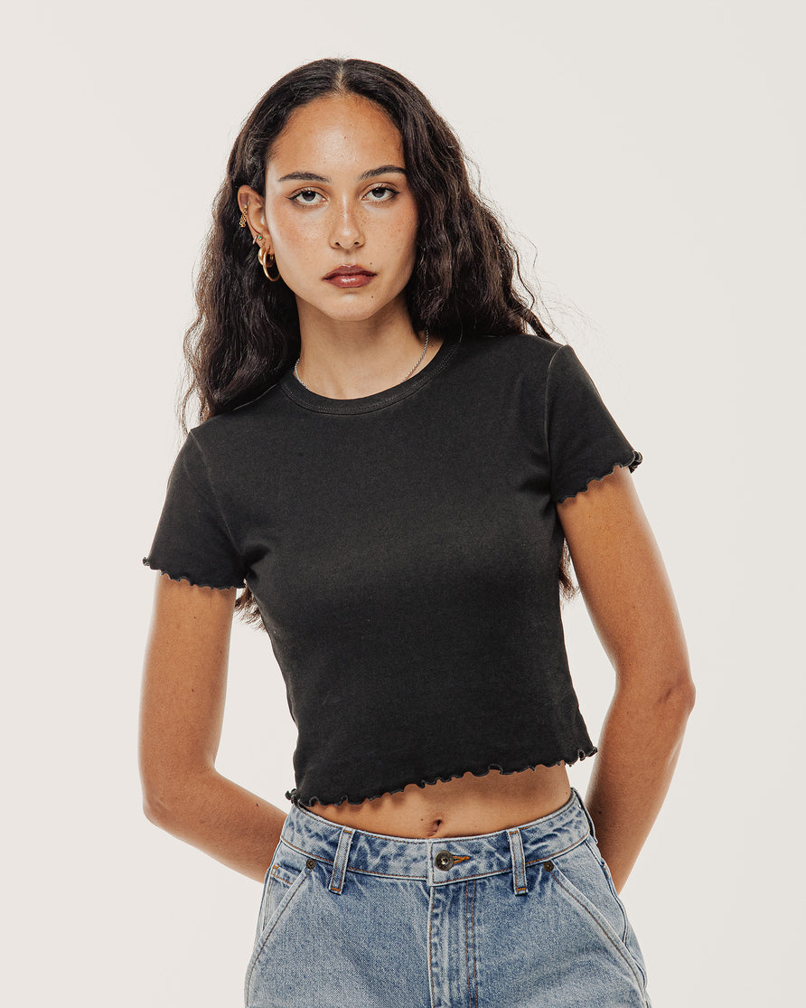 Grunge Wash Baby T-Shirt - Washed Black