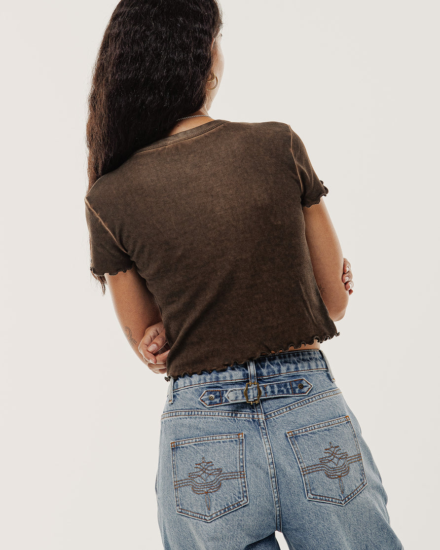 Grunge Wash Baby T-Shirt - Washed Brown