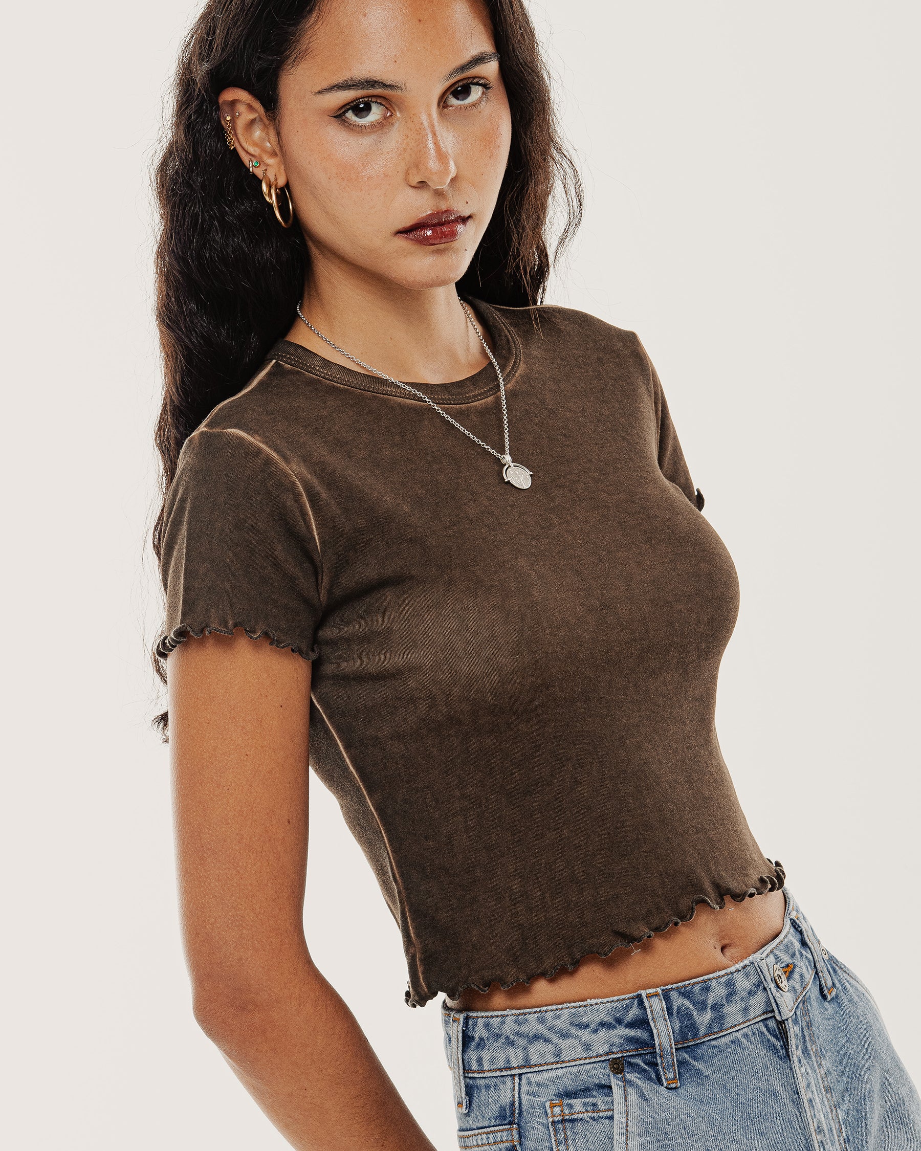 Grunge Wash Baby T-Shirt - Washed Brown