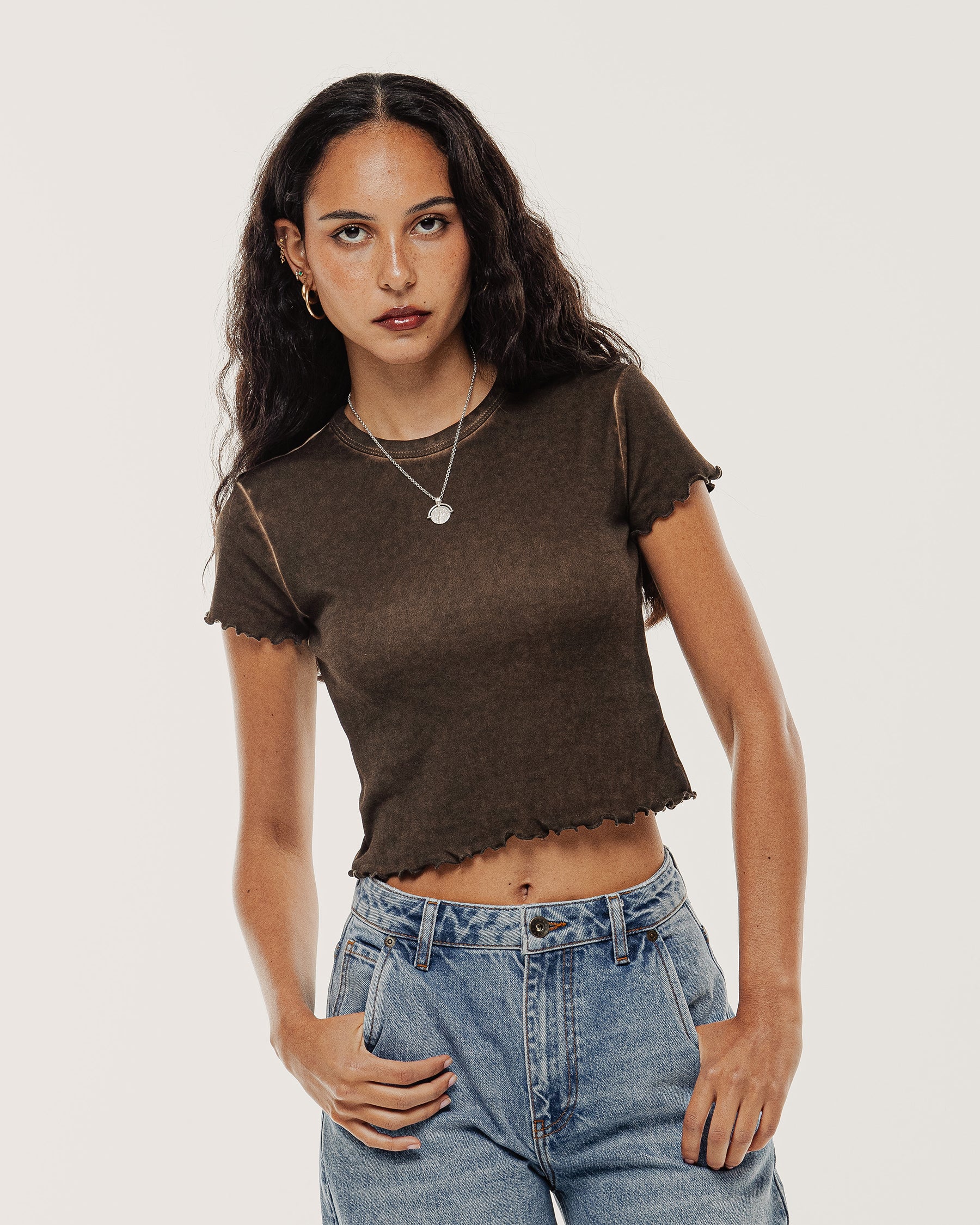 Grunge Wash Baby T-Shirt - Washed Brown