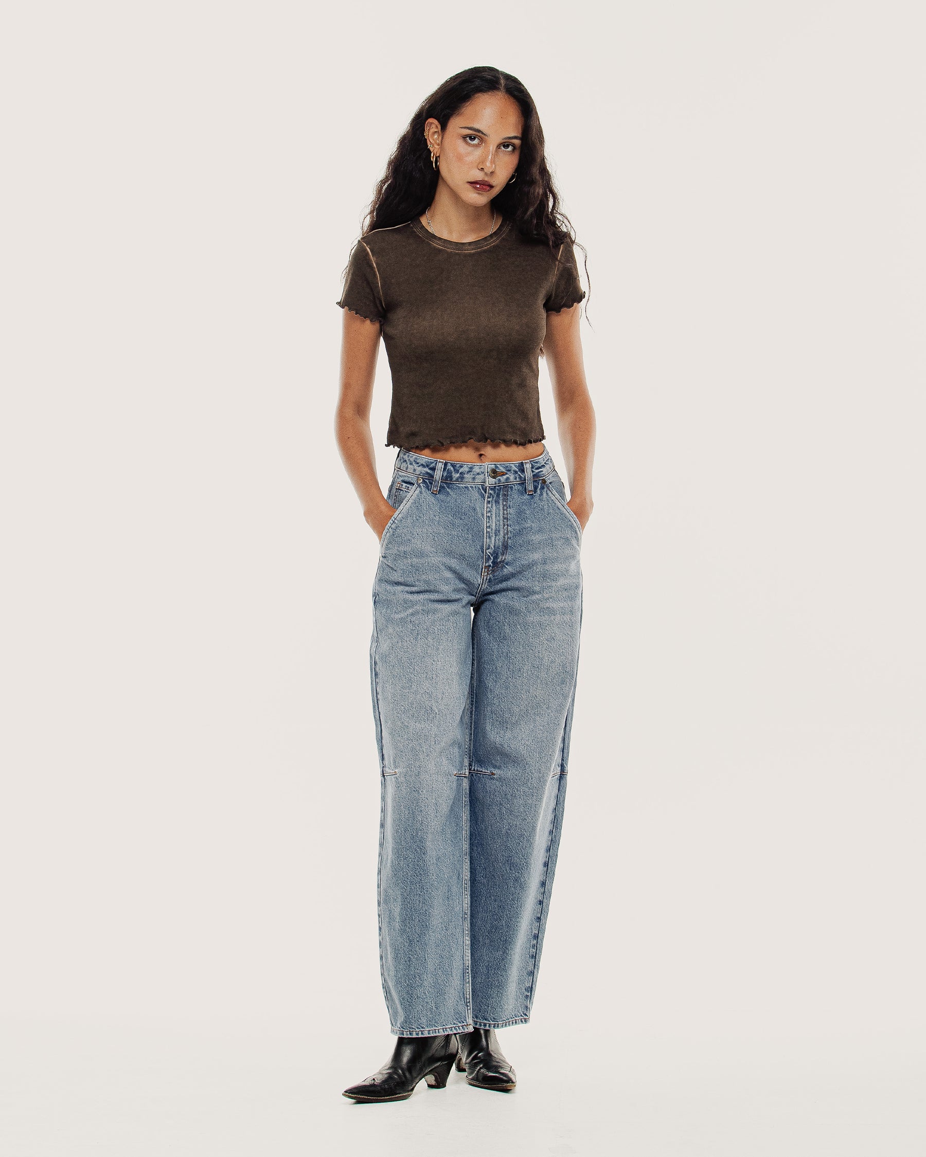 Grunge Wash Baby T-Shirt - Washed Brown