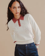 Maisie Longsleeve Knitted Polo - Off White