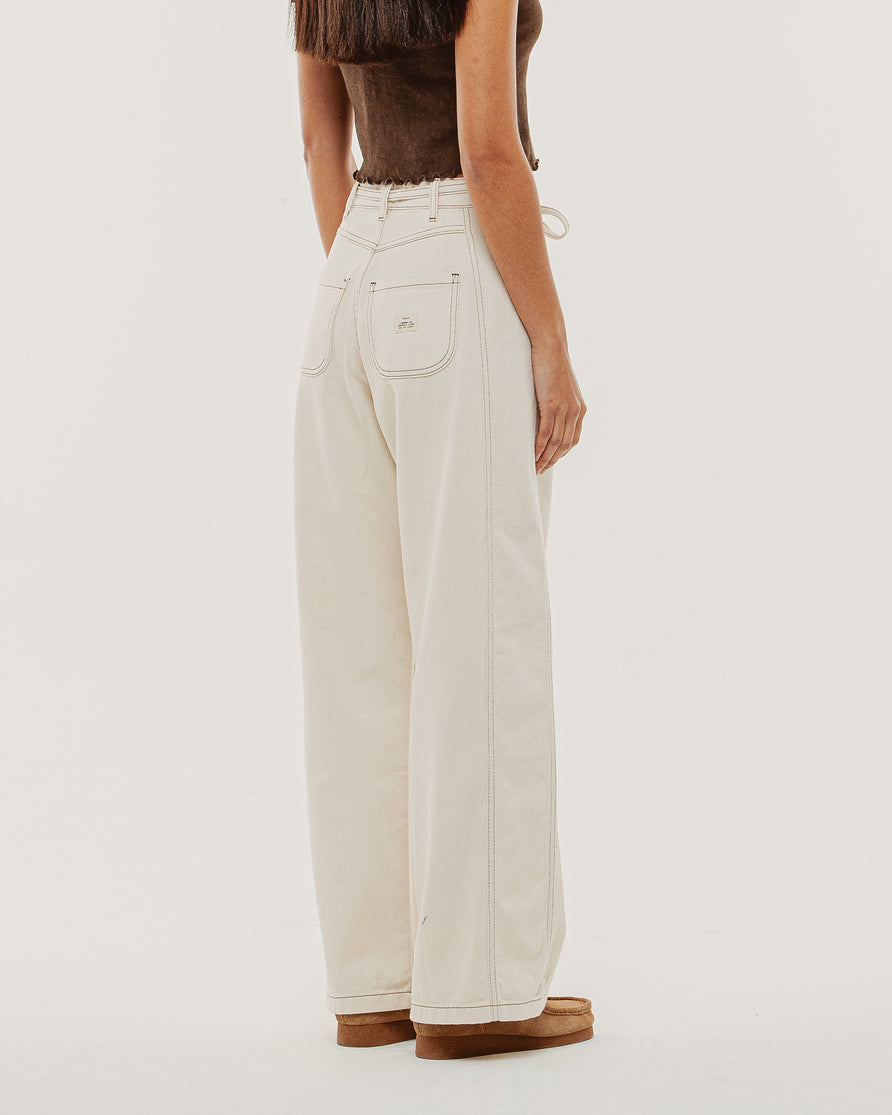 Keaton Wide Leg Denim Jean - Ecru