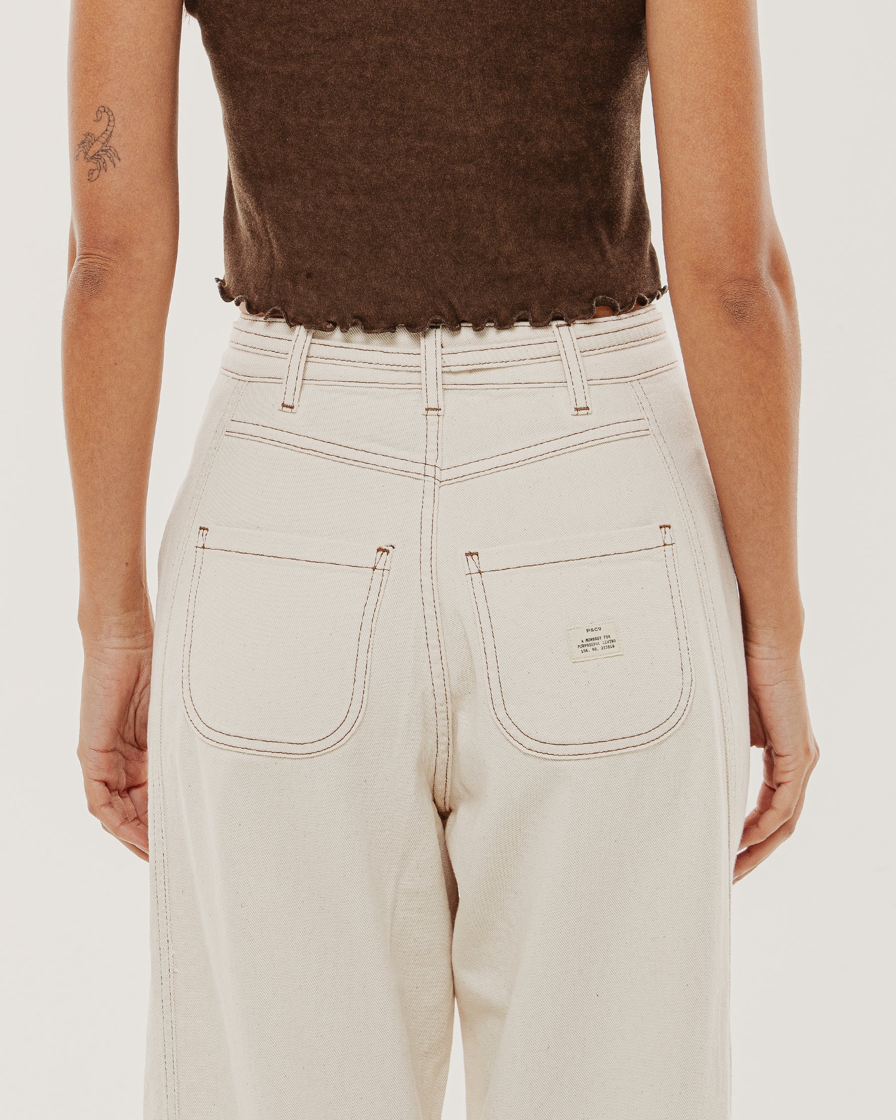 Keaton Wide Leg Denim Jean - Ecru