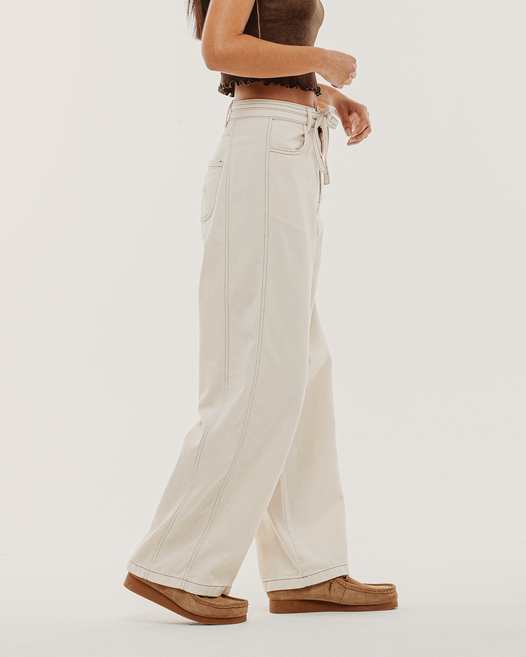 Keaton Wide Leg Denim Jean - Ecru