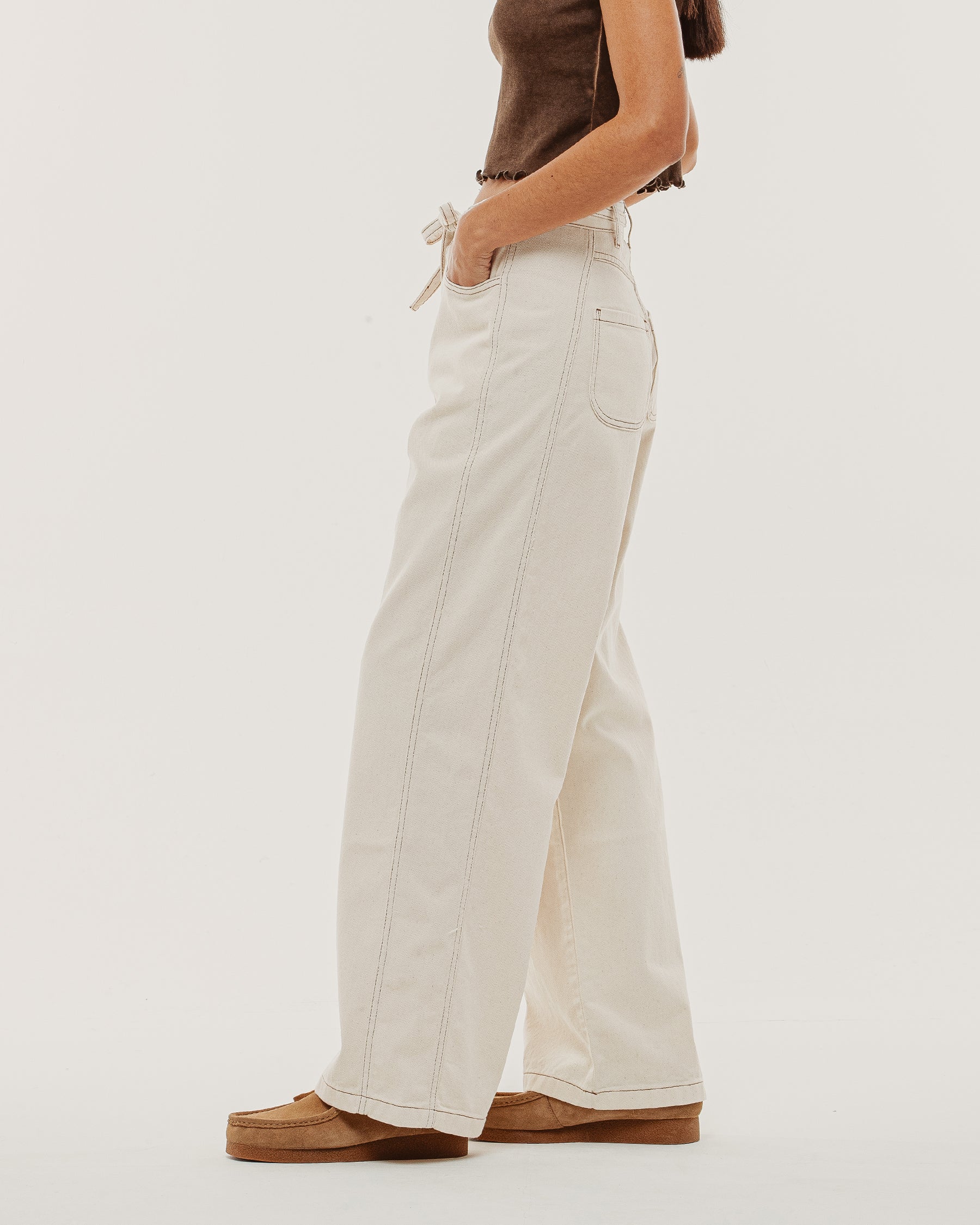 Ecru Keaton Wide Leg Denim Jean | Women's Bottoms & Pants ‐ P&Co